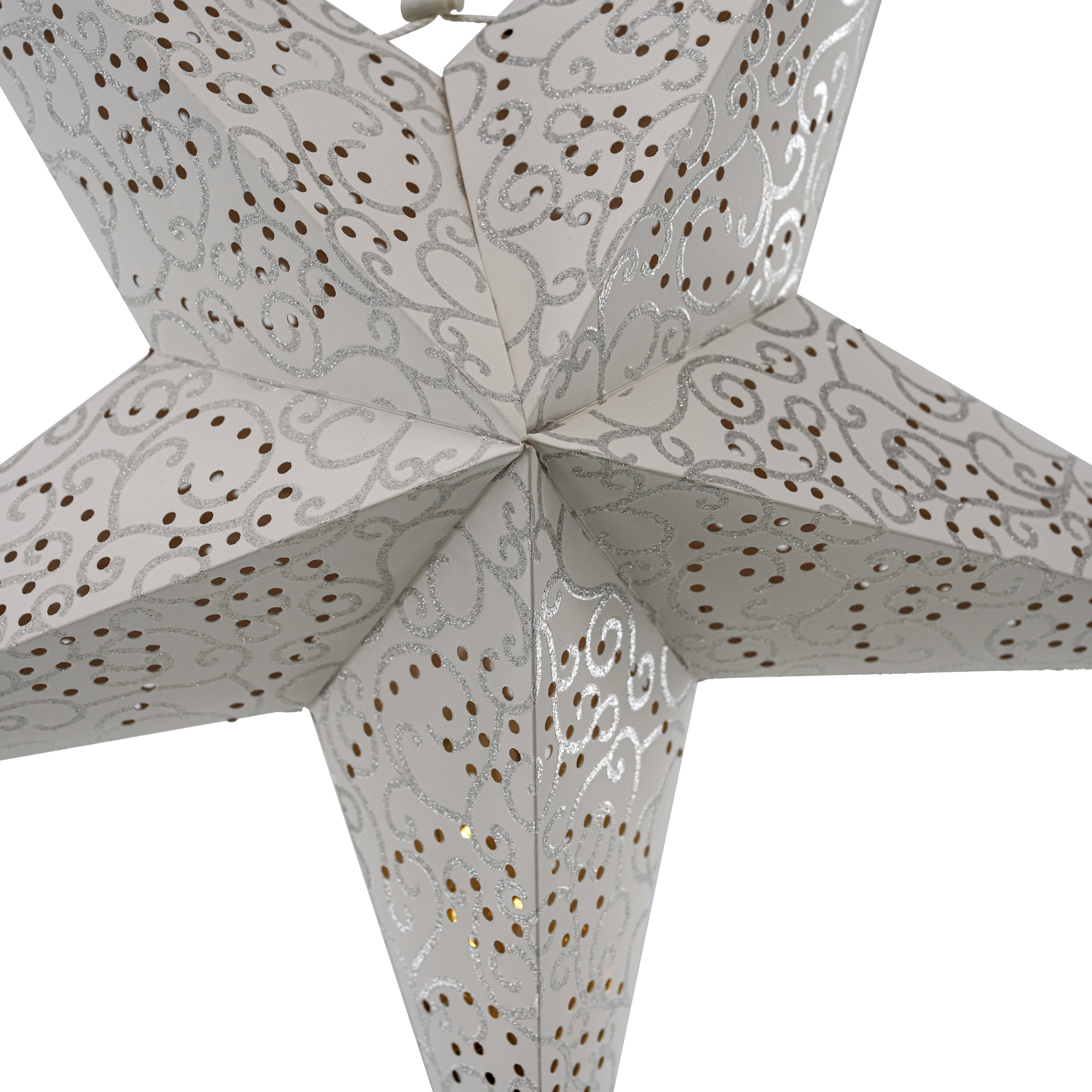 60 cm LED White Glitter Hanging Paper Star by Geezy - The Magic Toy Shop