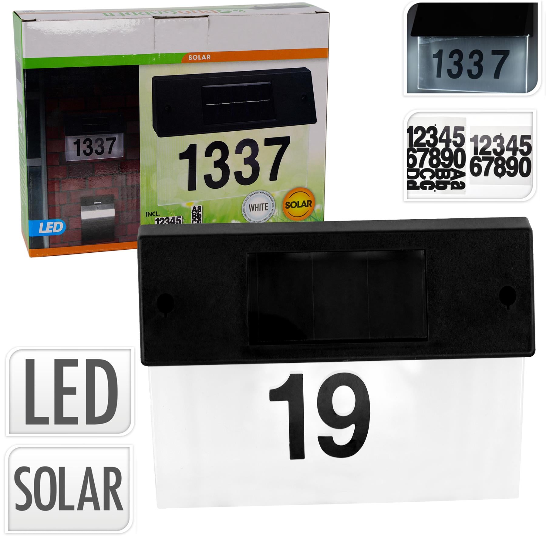 Solar LED House Number Plate Door Sign by Geezy - The Magic Toy Shop