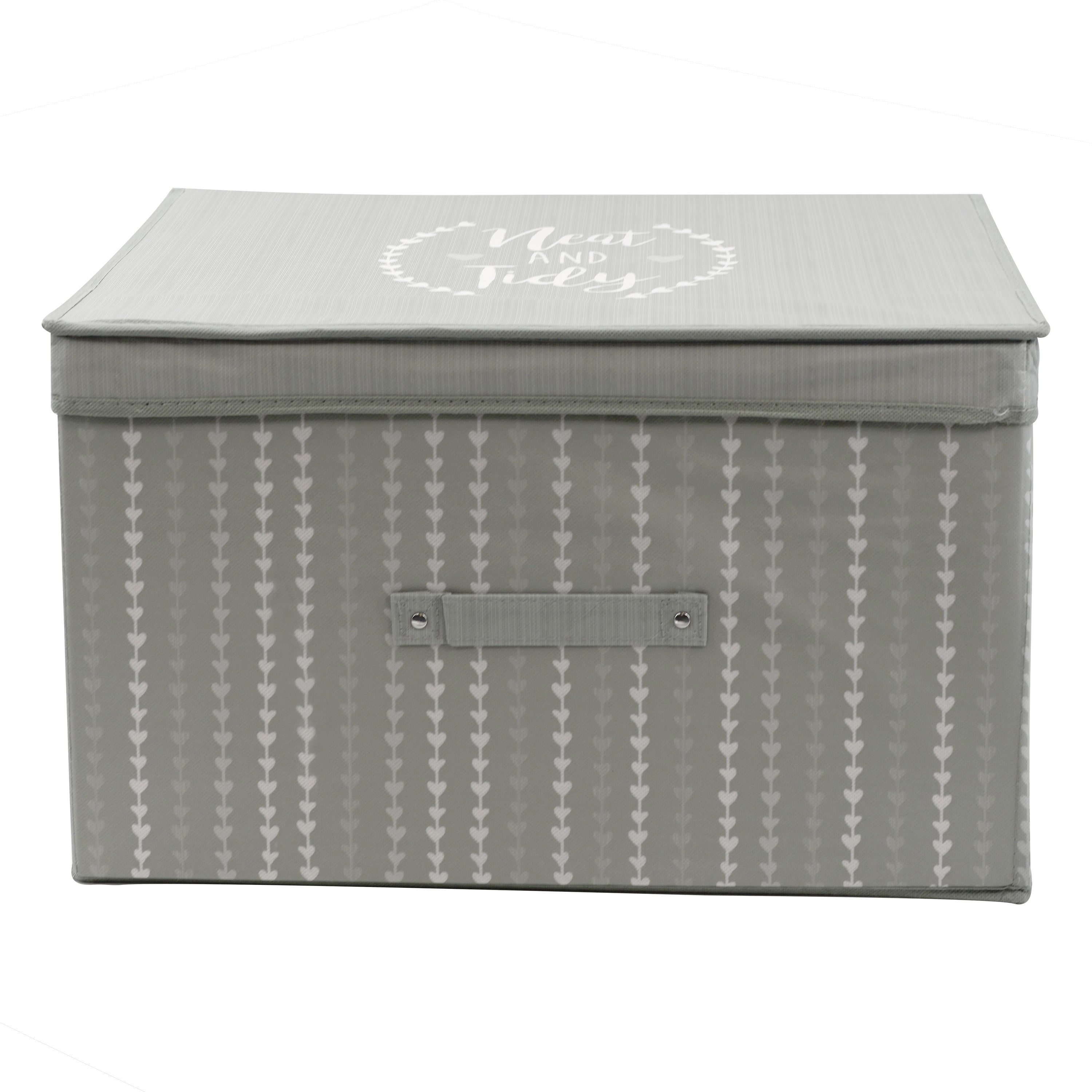 Gray Hearts Large Storage Box by The Magic Toy Shop - The Magic Toy Shop