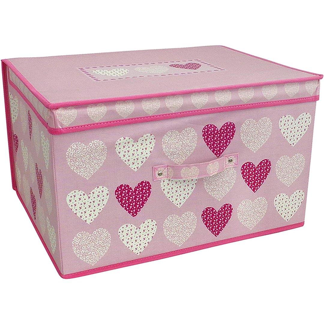 Pink Hearts Large Storage Box by The Magic Toy Shop - The Magic Toy Shop
