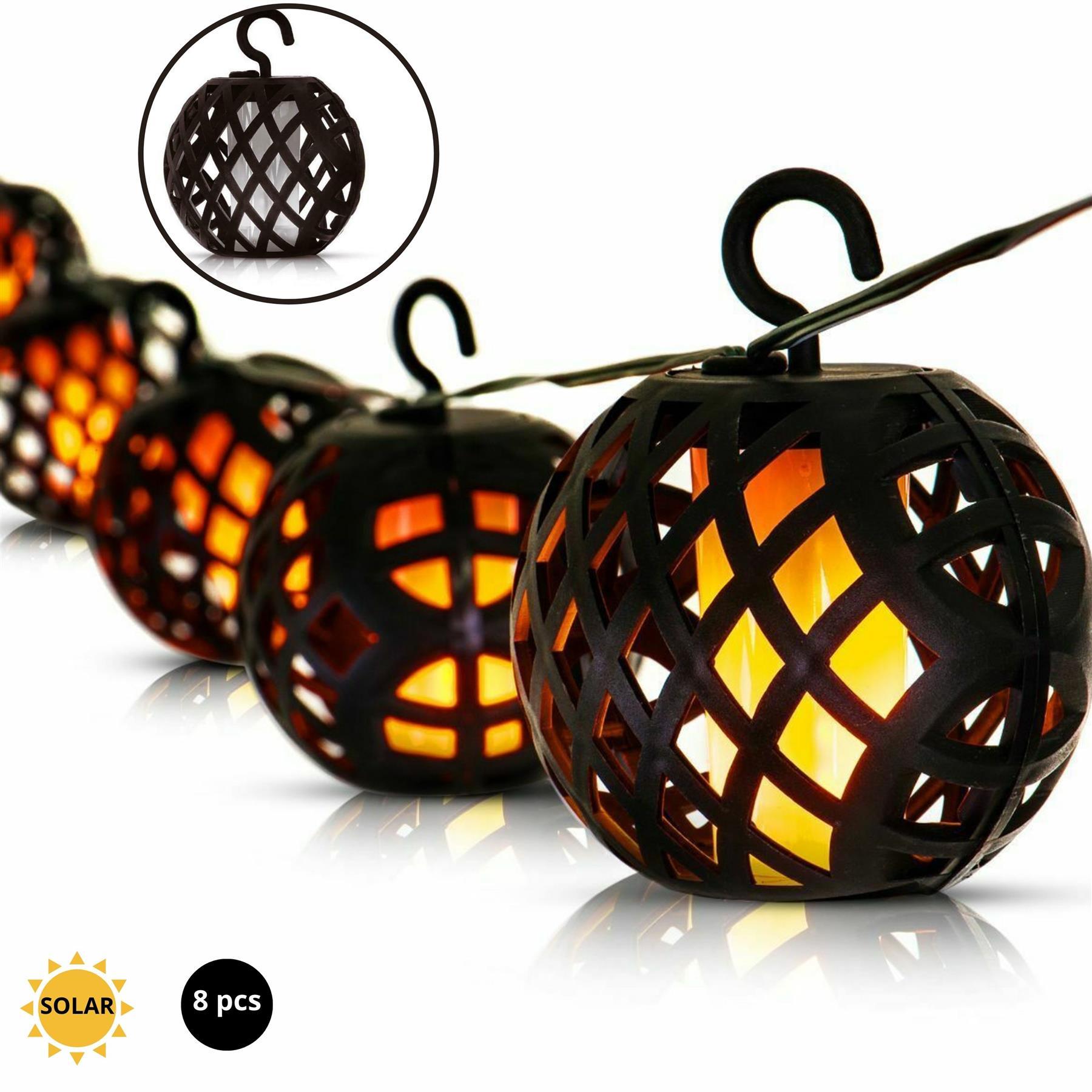 Solar LED Rattan Ball Flame Effect String Light by Geezy - The Magic Toy Shop
