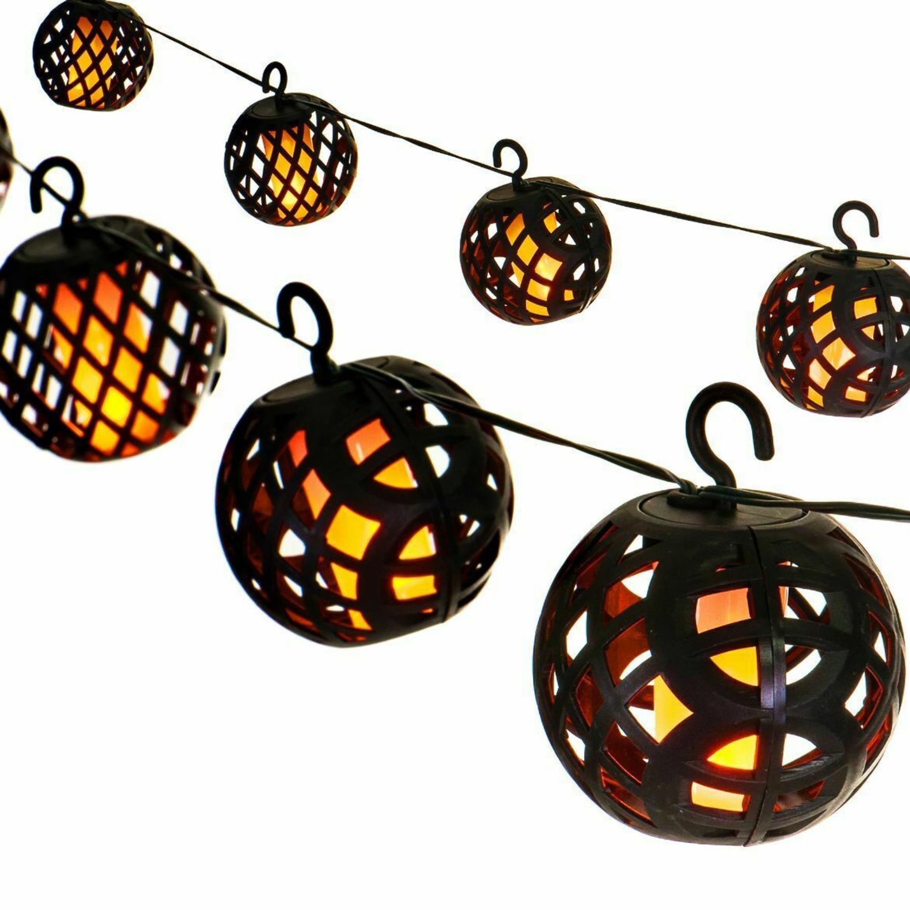 Solar LED Rattan Ball Flame Effect String Light by Geezy - The Magic Toy Shop