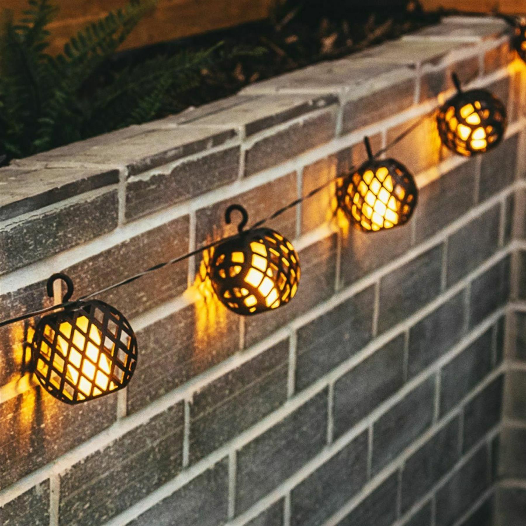 Solar LED Rattan Ball Flame Effect String Light by Geezy - The Magic Toy Shop