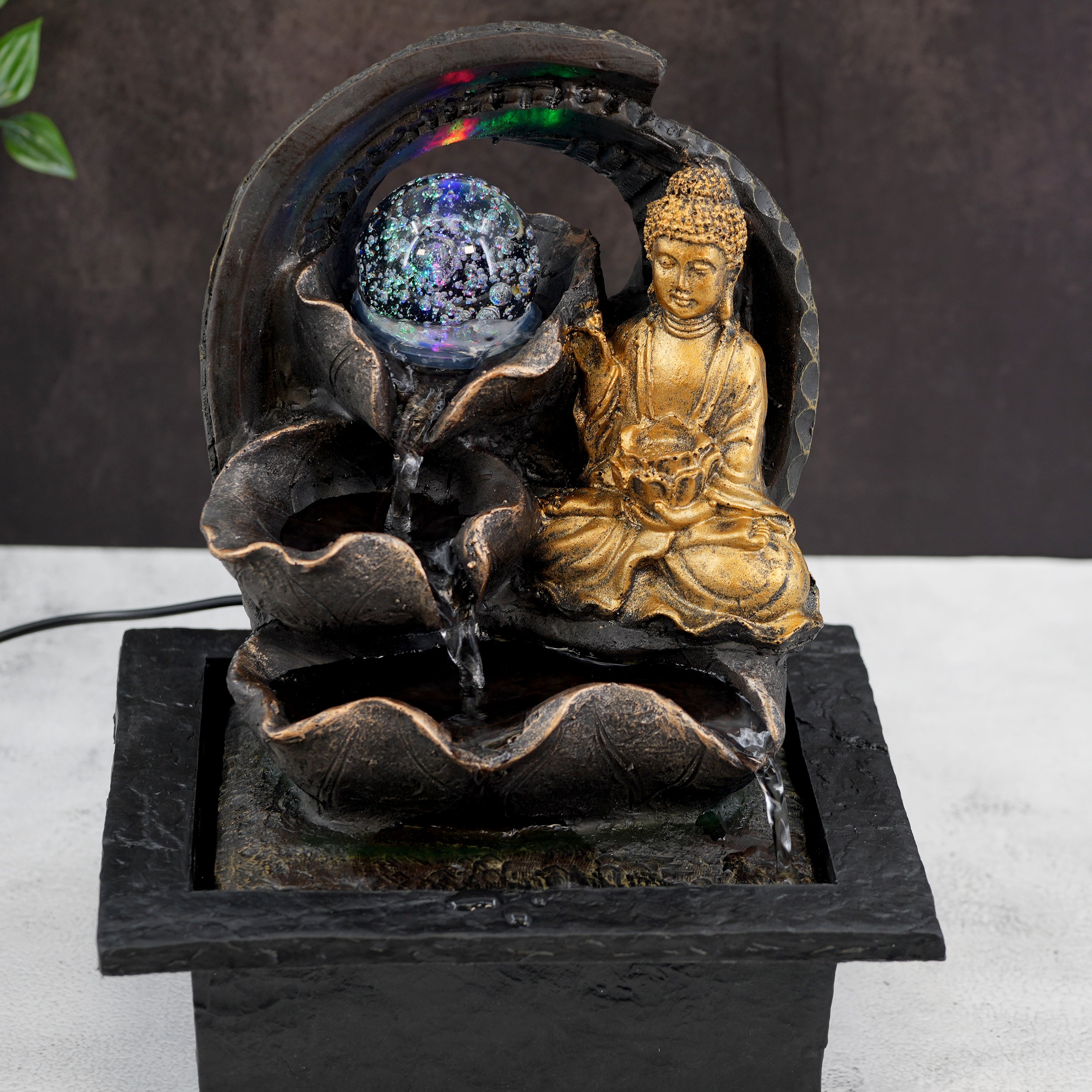 Crystal Ball Buddha Water Feature Led Lights GEEZY - The Magic Toy Shop