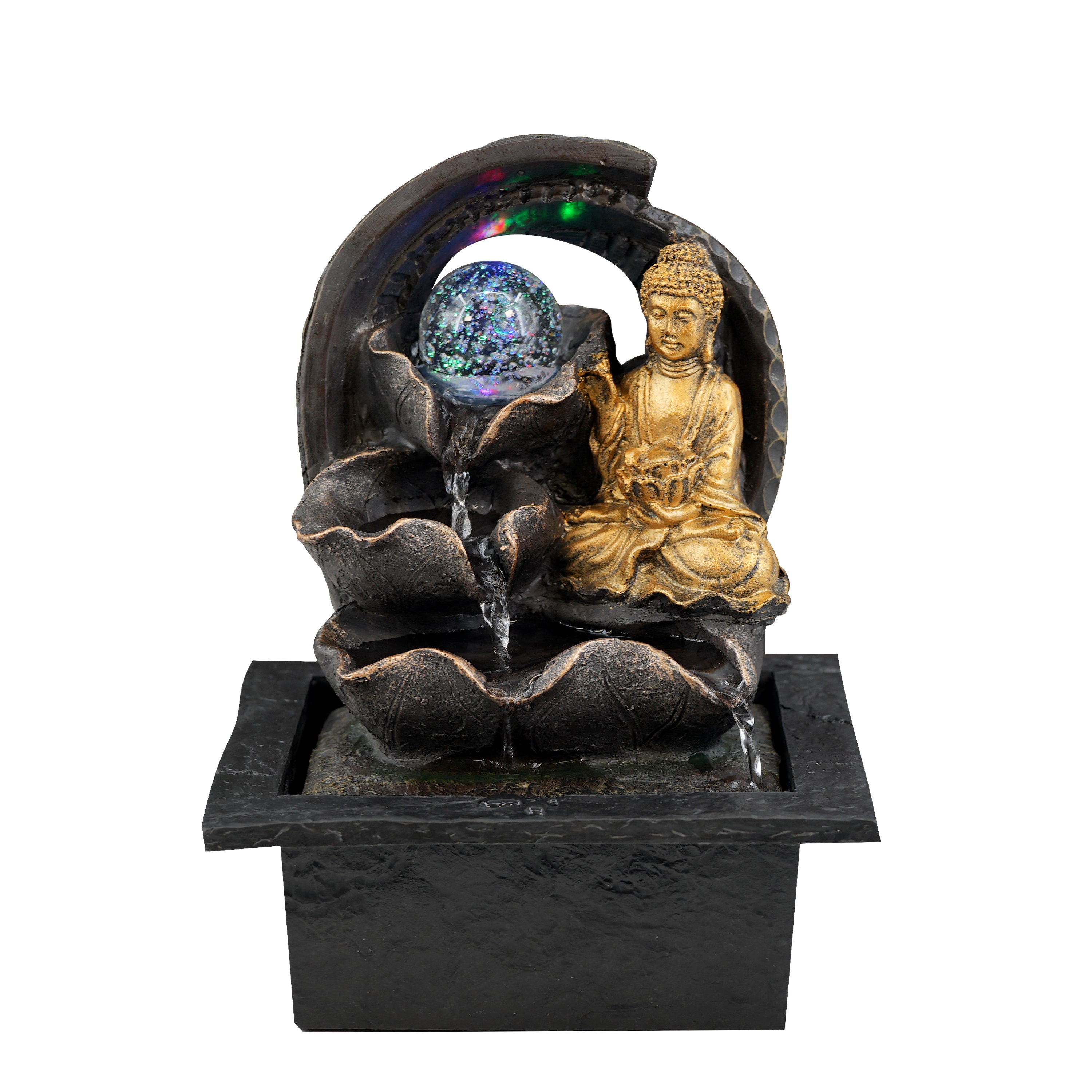 Crystal Ball Buddha Water Feature Led Lights GEEZY - The Magic Toy Shop