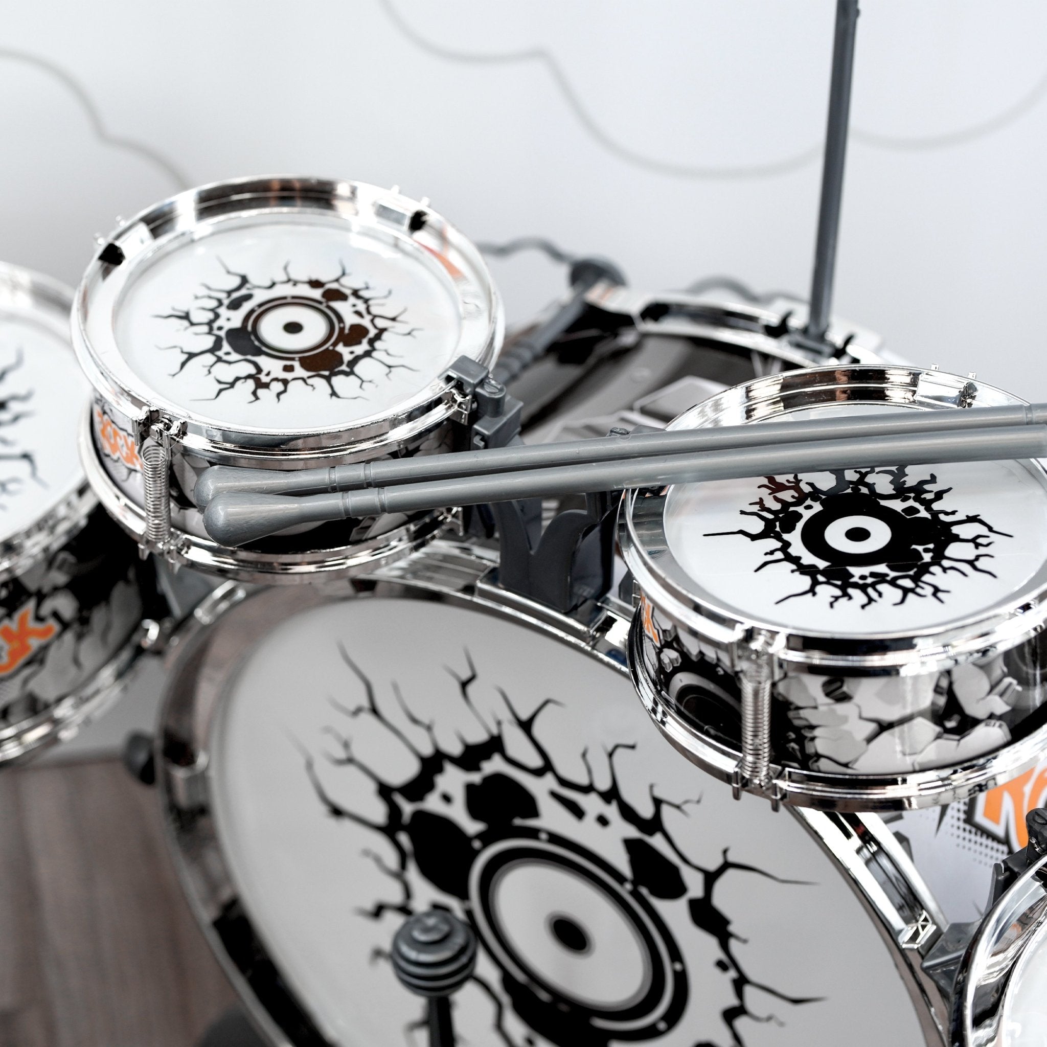 Kids Black and White Drum Kit Play Set by The Magic Toy Shop - The Magic Toy Shop