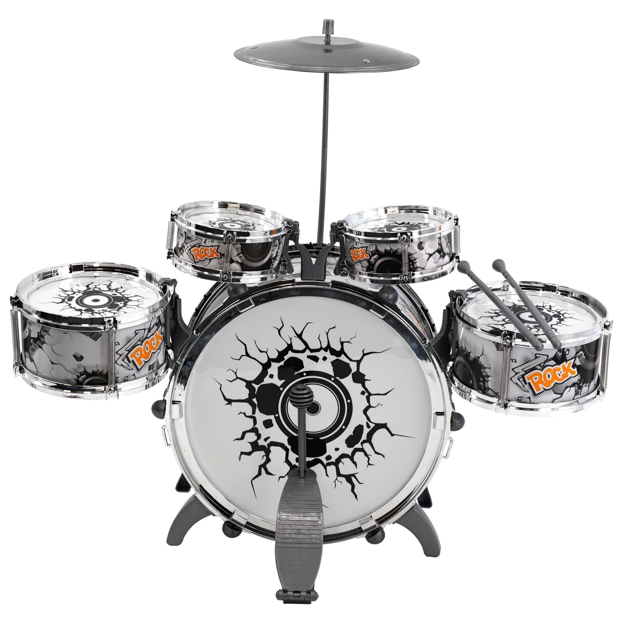 Kids Black and White Drum Kit Play Set by The Magic Toy Shop - The Magic Toy Shop
