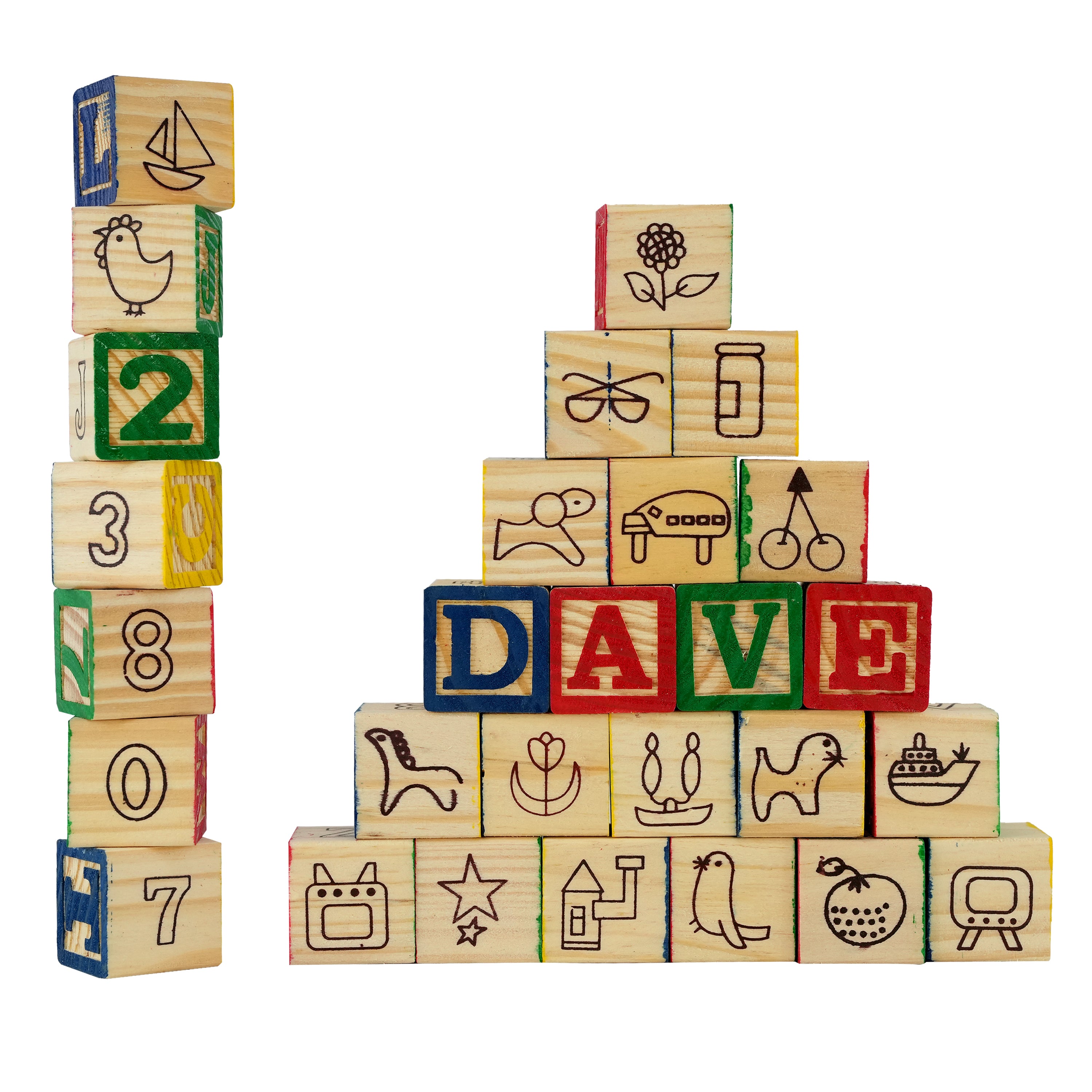 Wooden Block Set ABC 123 Number Block Set by MTS - The Magic Toy Shop