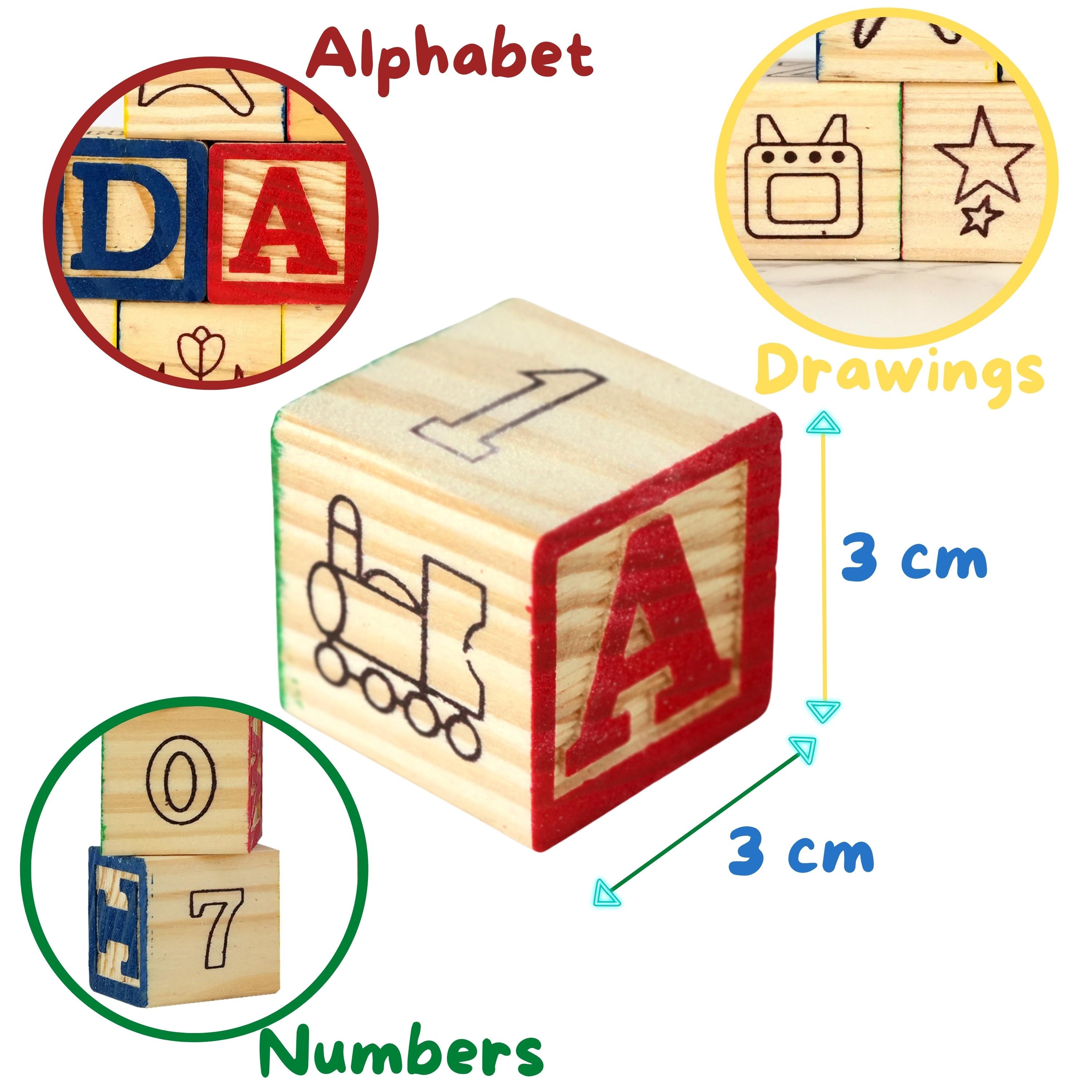 Wooden Block Set ABC 123 Number Block Set by MTS - The Magic Toy Shop