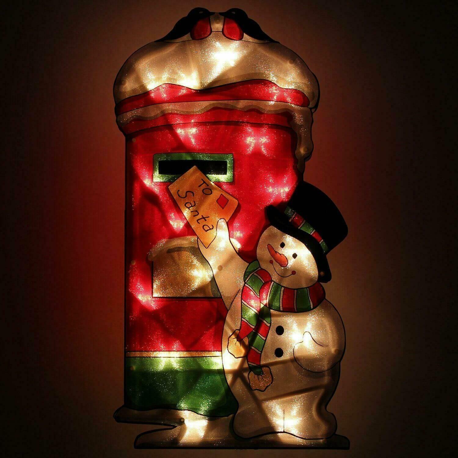 Snowman Post Sign Christmas LED Light Silhouette by The Magic Toy Shop - The Magic Toy Shop