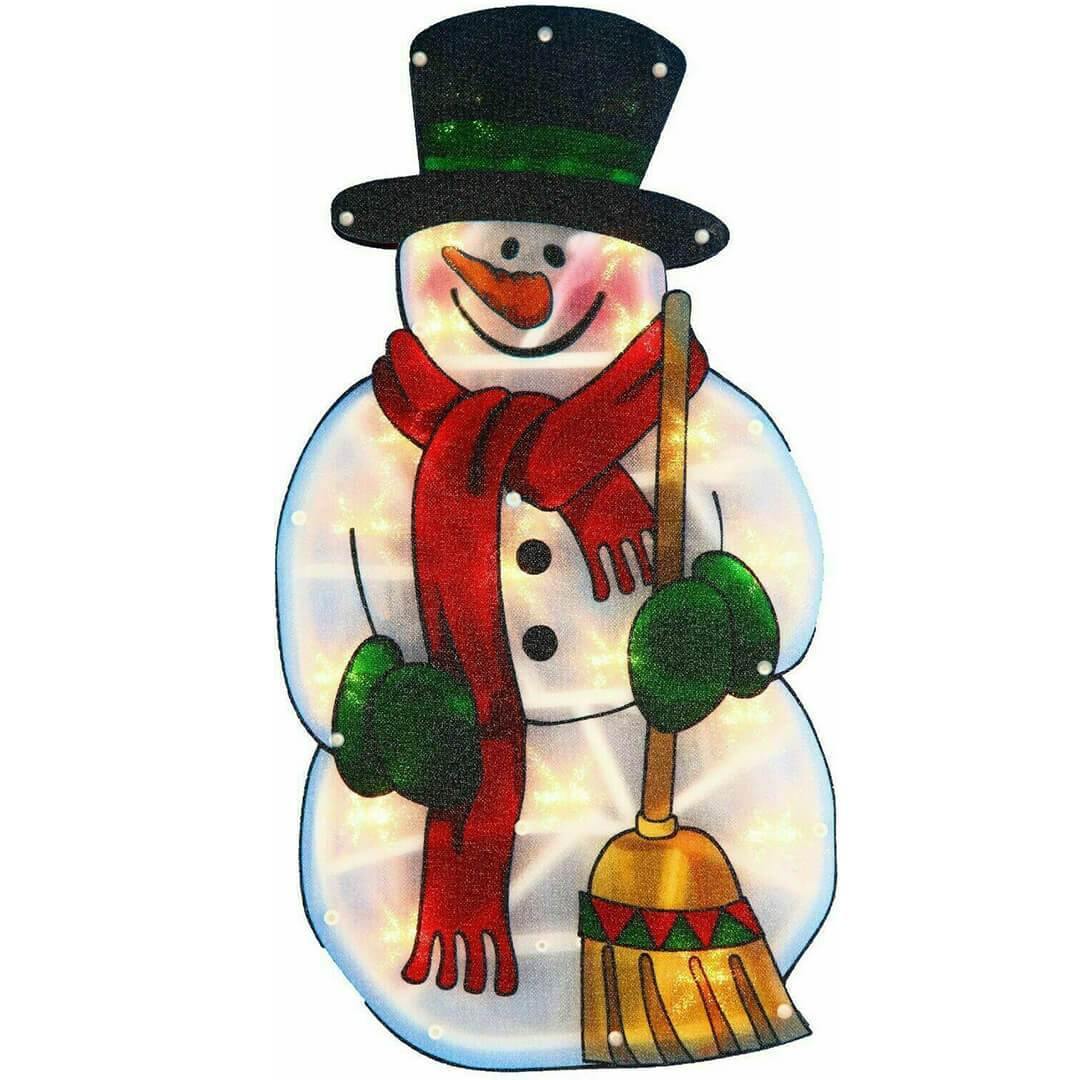 Snowman with Broom Sign Christmas LED Light Silhouette by The Magic Toy Shop - The Magic Toy Shop