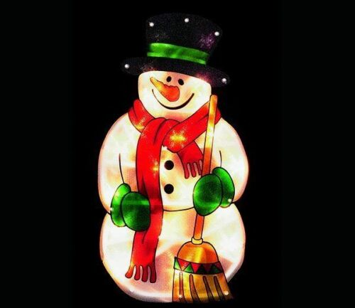 Snowman with Broom Sign Christmas LED Light Silhouette by The Magic Toy Shop - The Magic Toy Shop