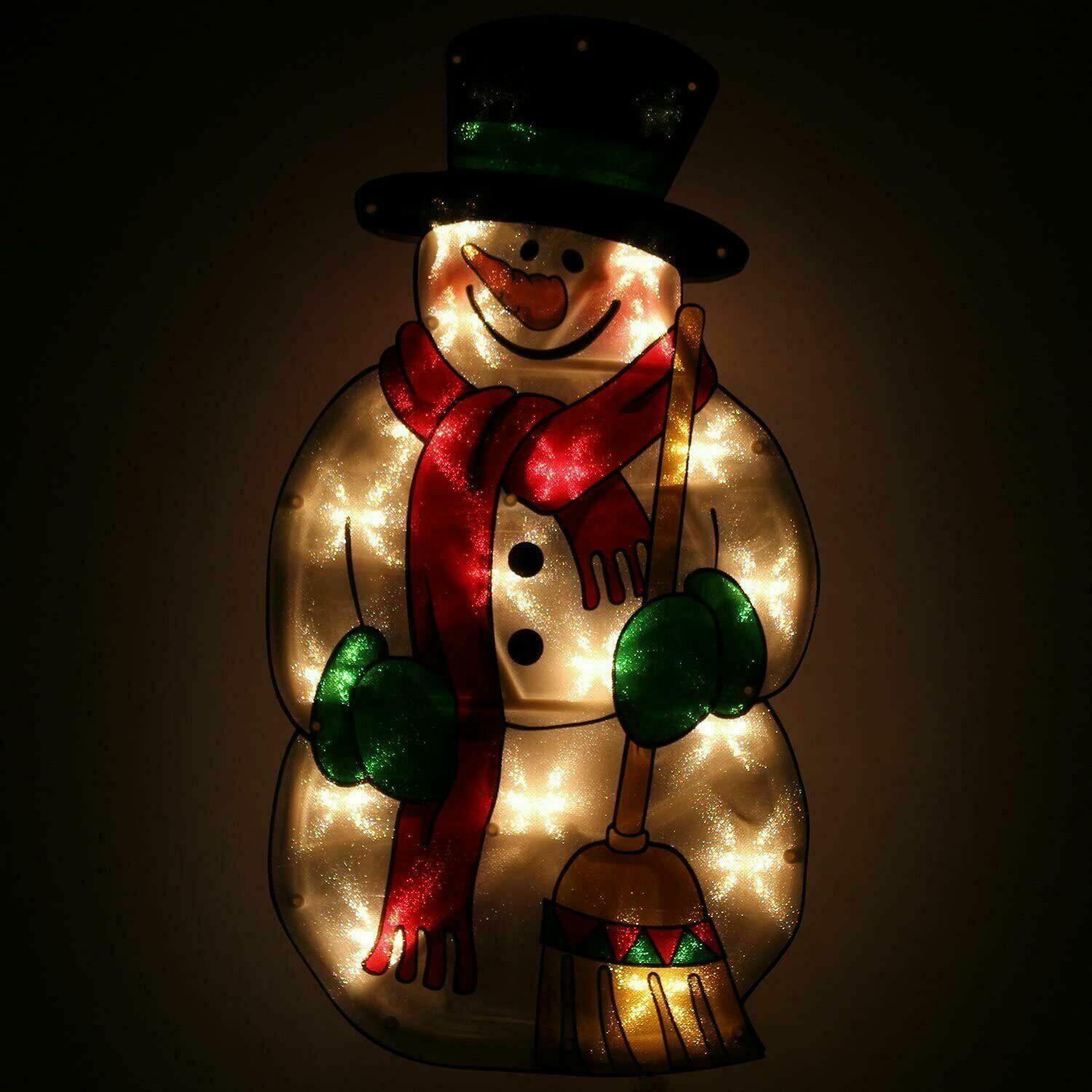 Snowman with Broom Sign Christmas LED Light Silhouette by The Magic Toy Shop - The Magic Toy Shop