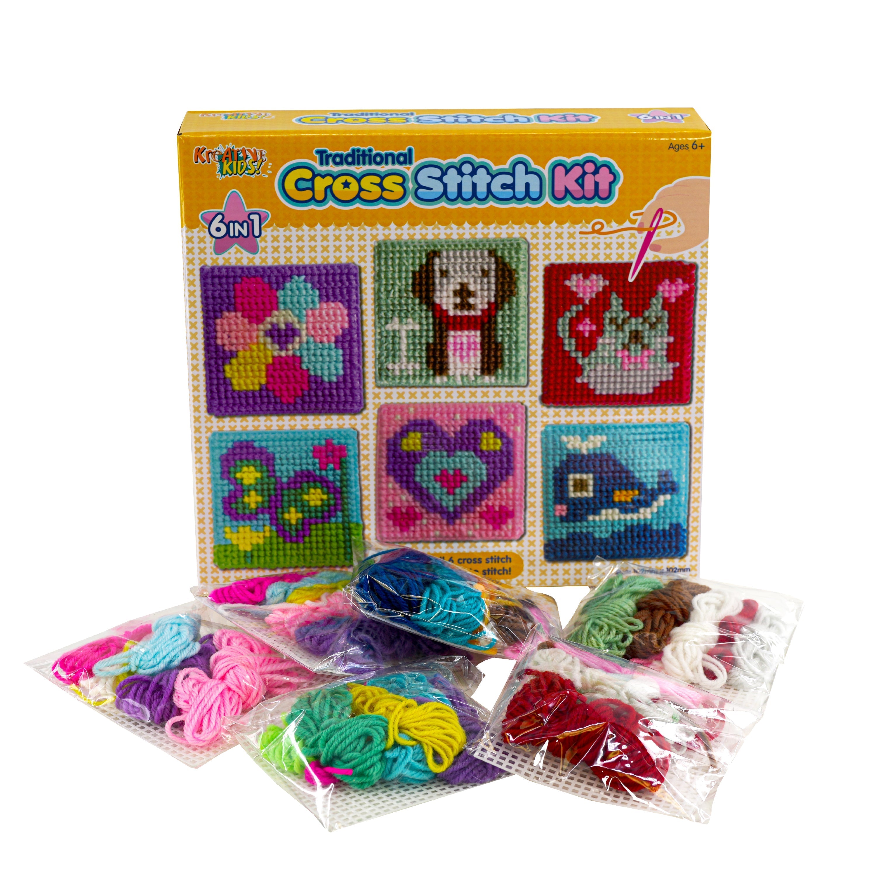 6 in 1 Traditional Cross Stitch Kit for Kids by The Magic Toy Shop - The Magic Toy Shop