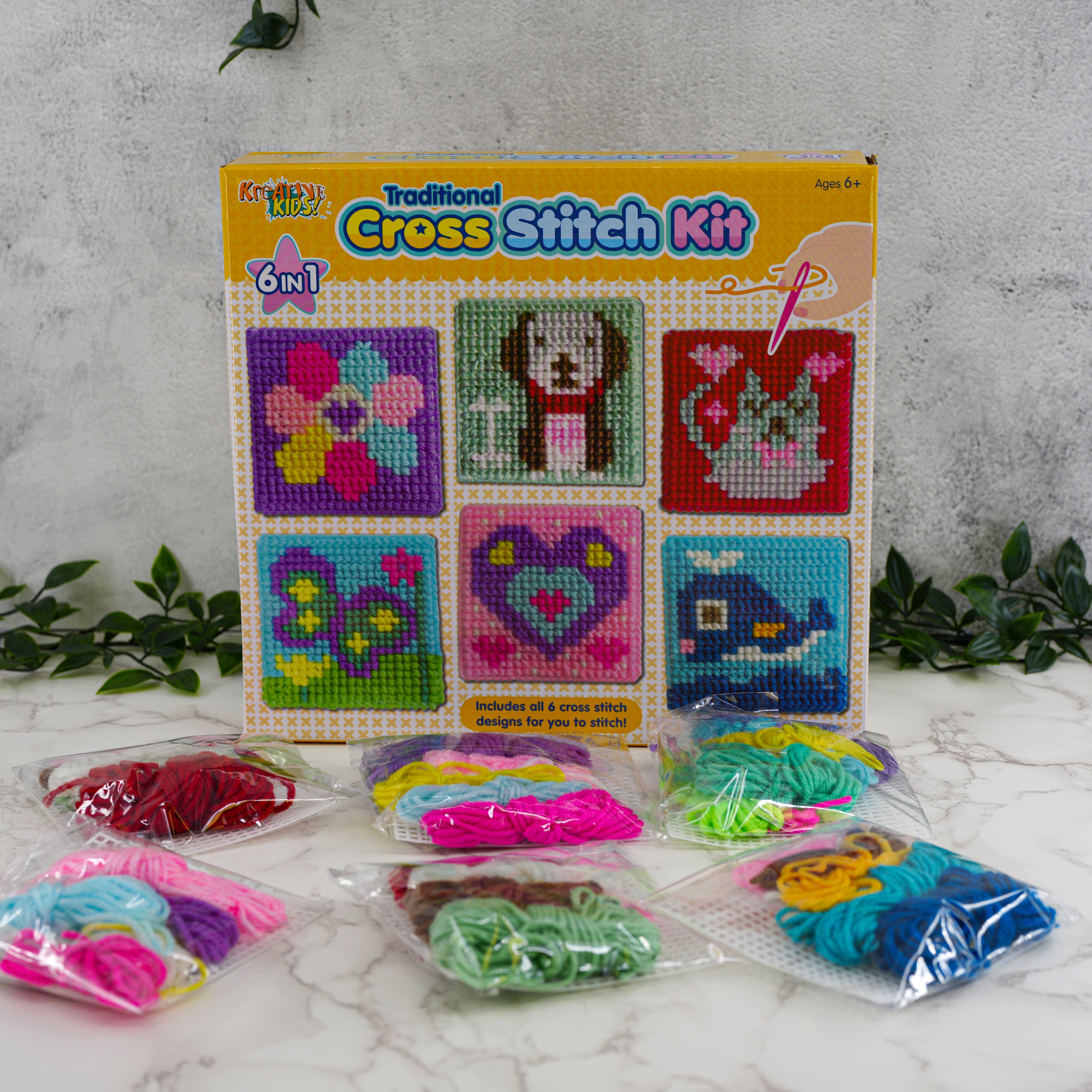 6 in 1 Traditional Cross Stitch Kit for Kids by The Magic Toy Shop - The Magic Toy Shop