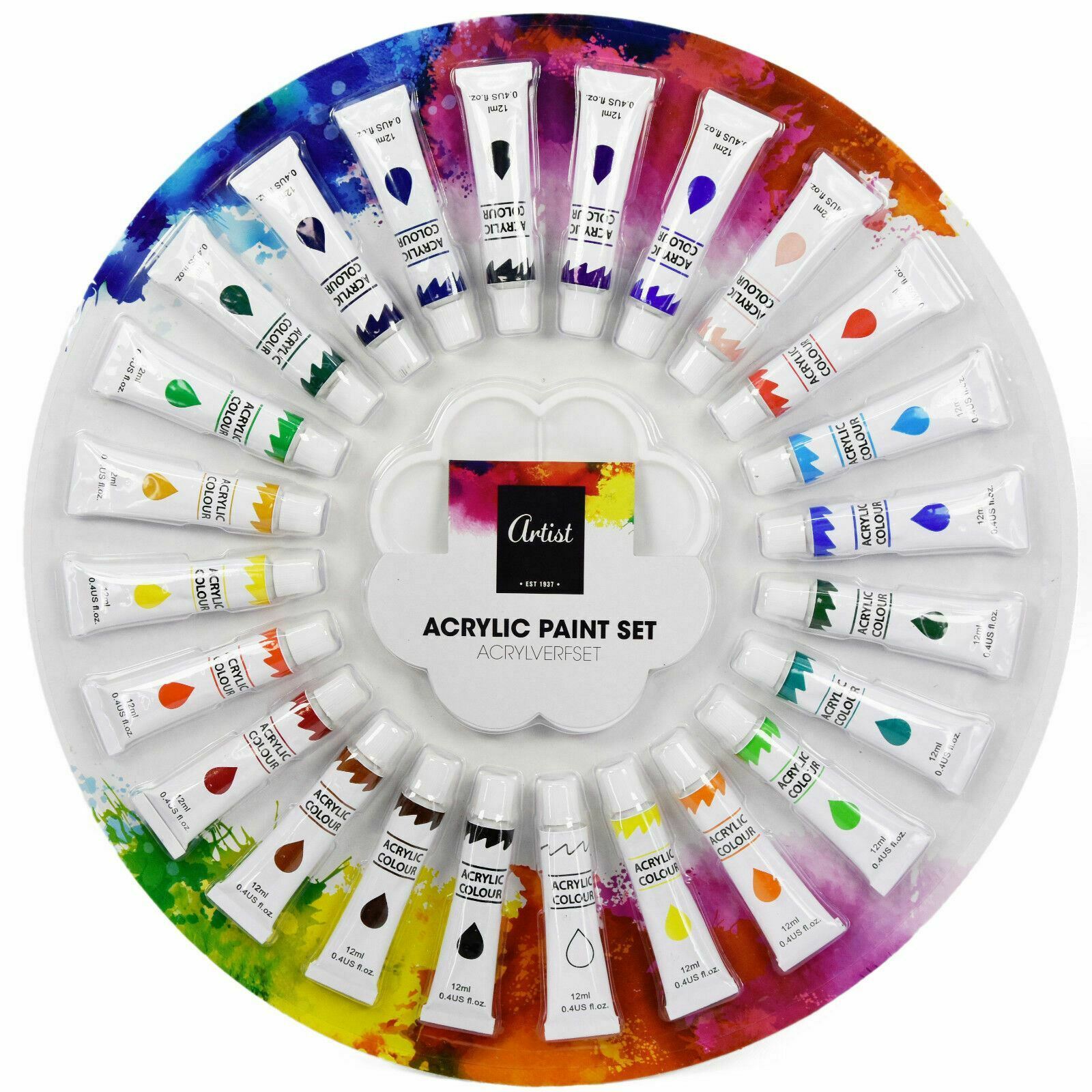 Set of 24 x 12 ml Tube Acrylic Paint Artist Set & Palette by Geezy - The Magic Toy Shop
