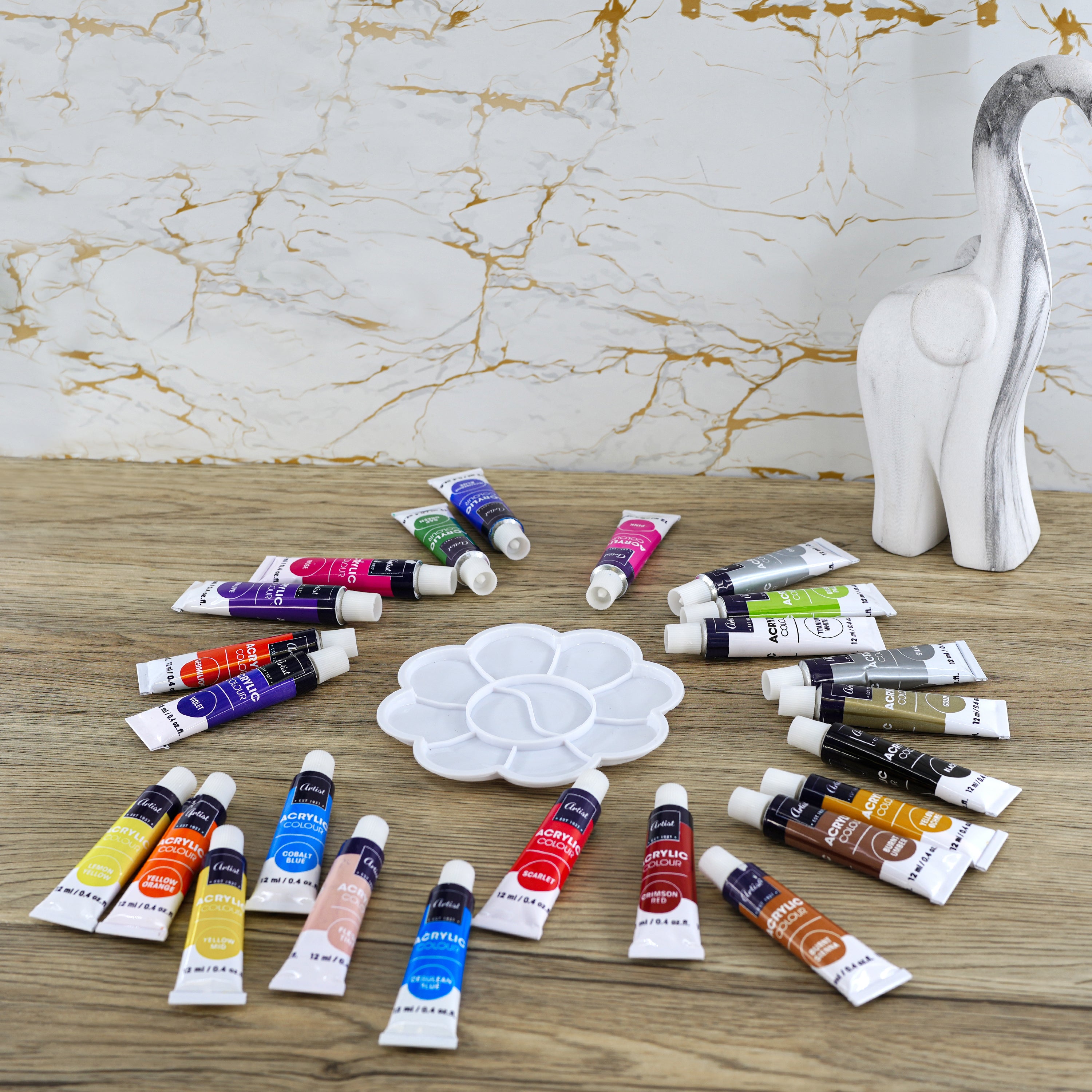 Set of 24 x 12 ml Tube Acrylic Paint Artist Set & Palette by Geezy - The Magic Toy Shop