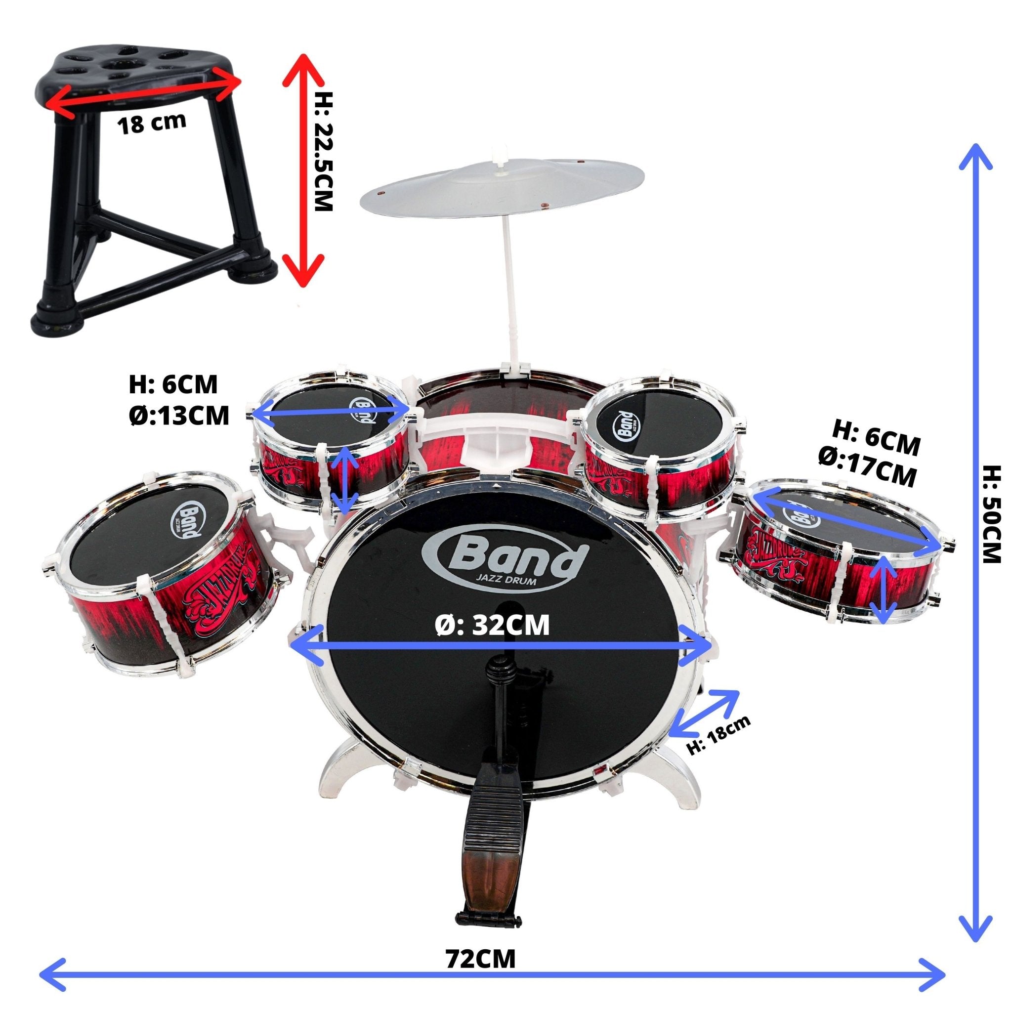 Childs Drum Playset Kit With Stool by The Magic Toy Shop - The Magic Toy Shop