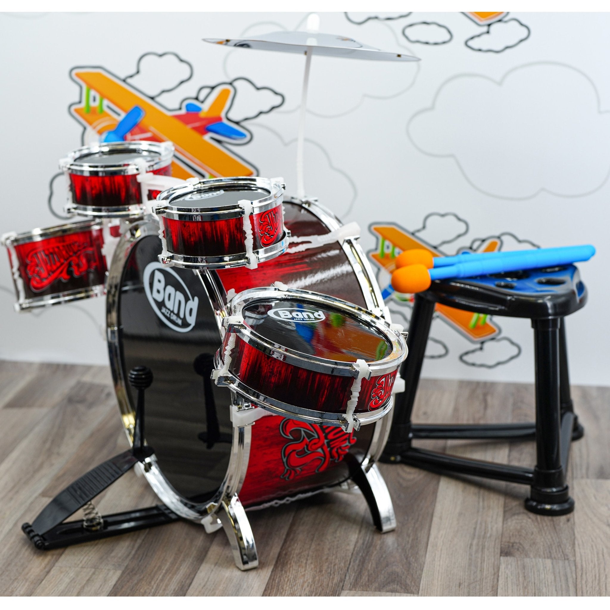 Childs Drum Playset Kit With Stool by The Magic Toy Shop - The Magic Toy Shop