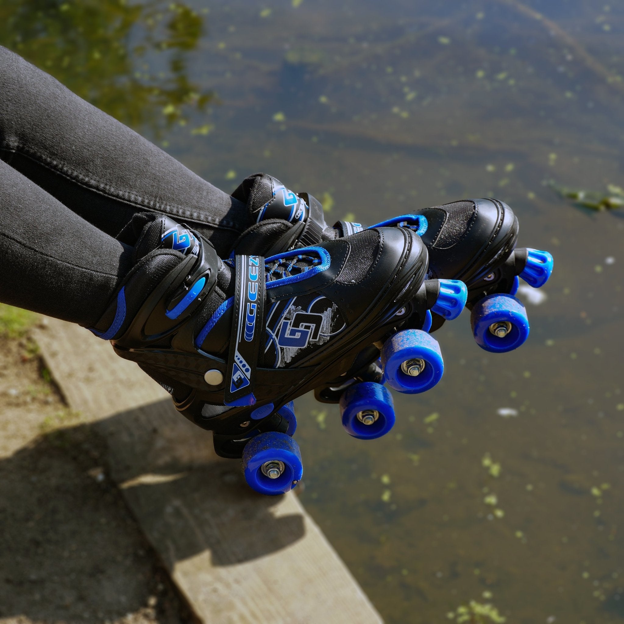 Blue and Black Roller Skates for Kids with 4 Wheel by The Magic Toy Shop - The Magic Toy Shop