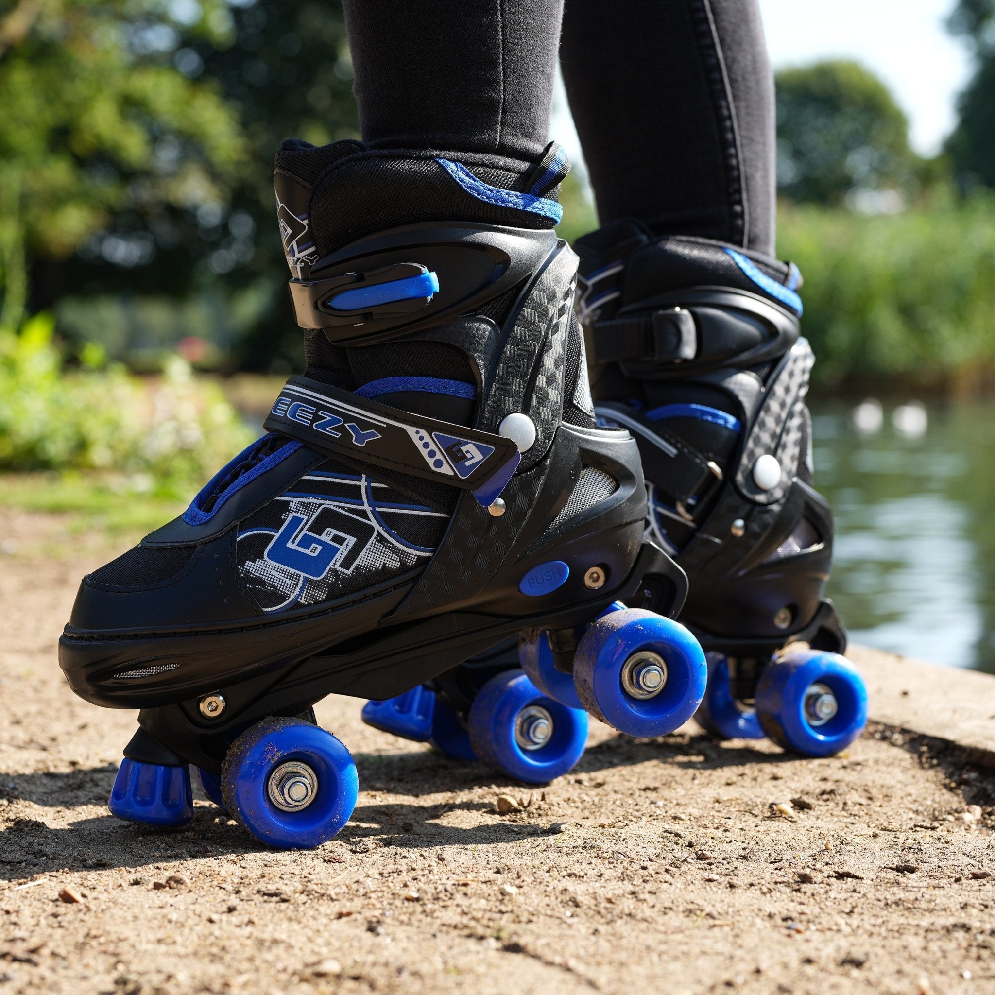 Blue and Black Roller Skates for Kids with 4 Wheel by The Magic Toy Shop - The Magic Toy Shop