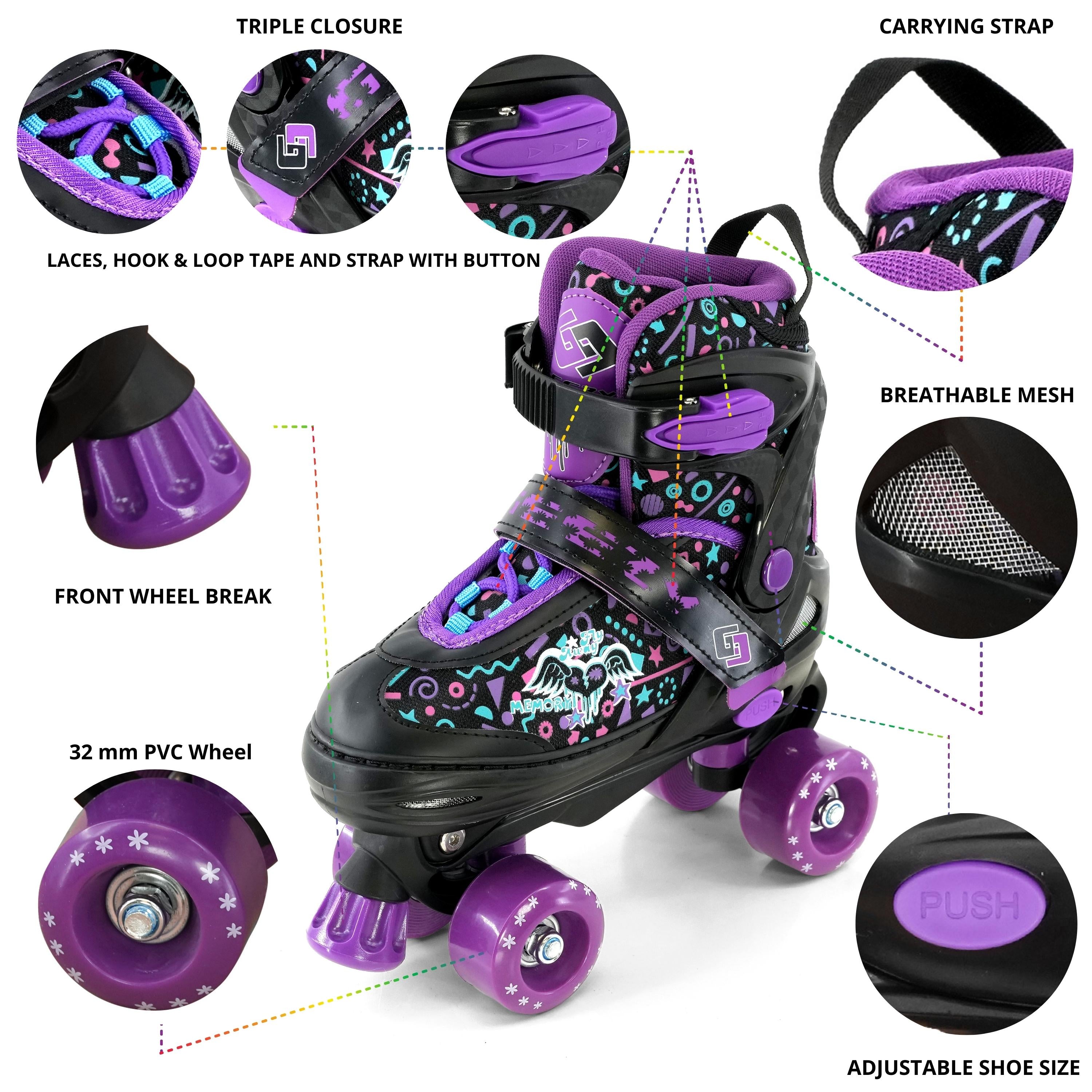 Purple Roller Skates for Kids with 4 Wheel by The Magic Toy Shop - The Magic Toy Shop