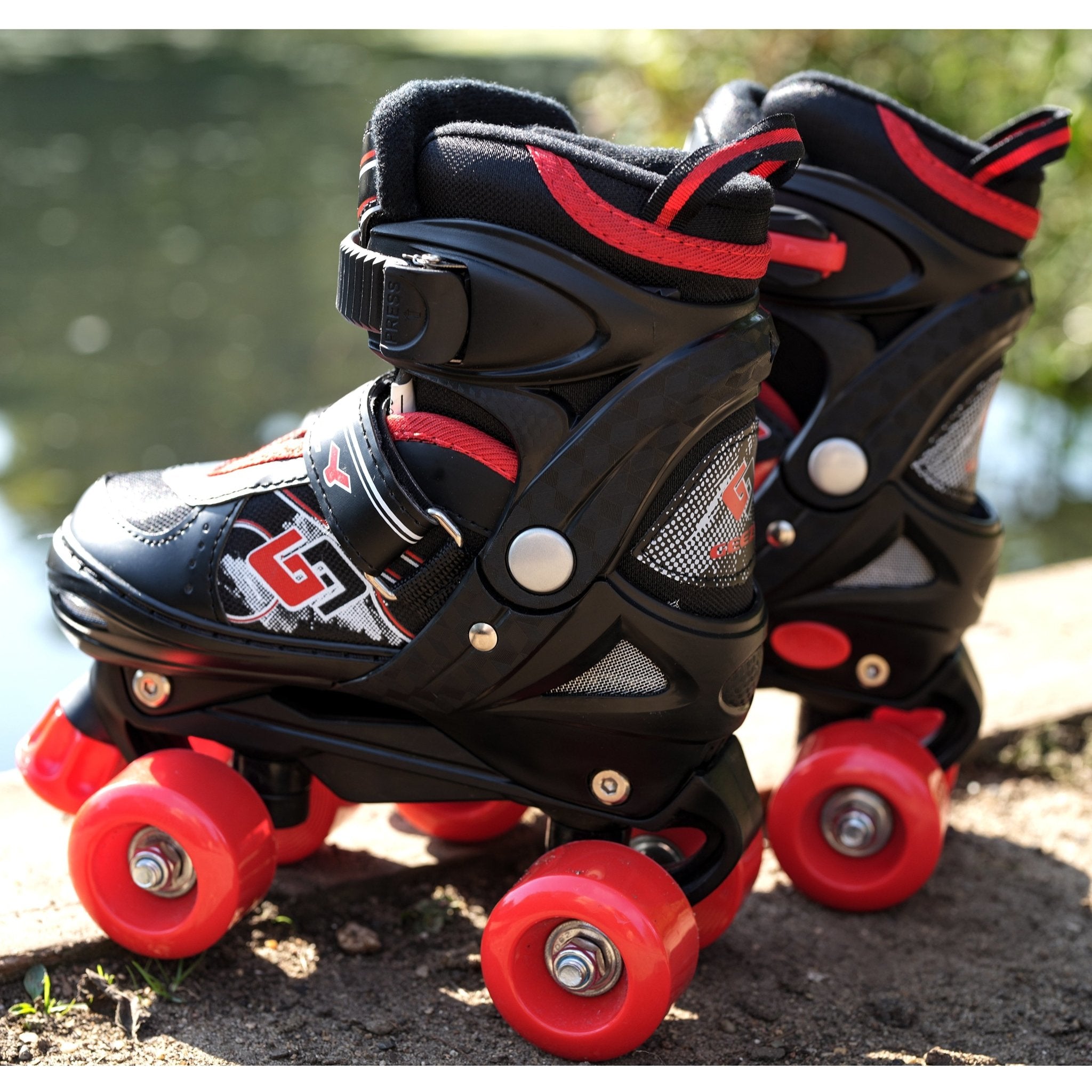 Red and Black Roller Skates for Kids with 4 Wheel by The Magic Toy Shop - The Magic Toy Shop