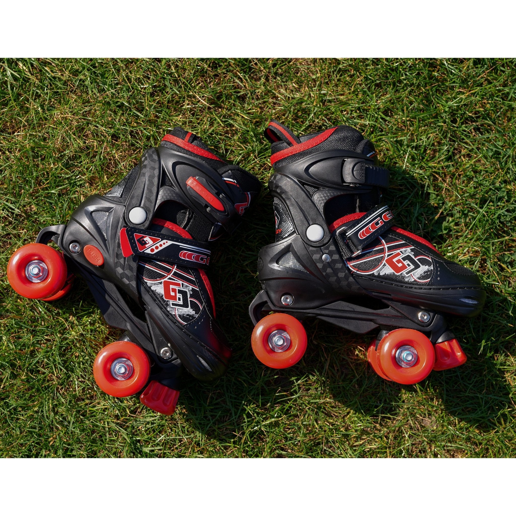 Red and Black Roller Skates for Kids with 4 Wheel by The Magic Toy Shop - The Magic Toy Shop