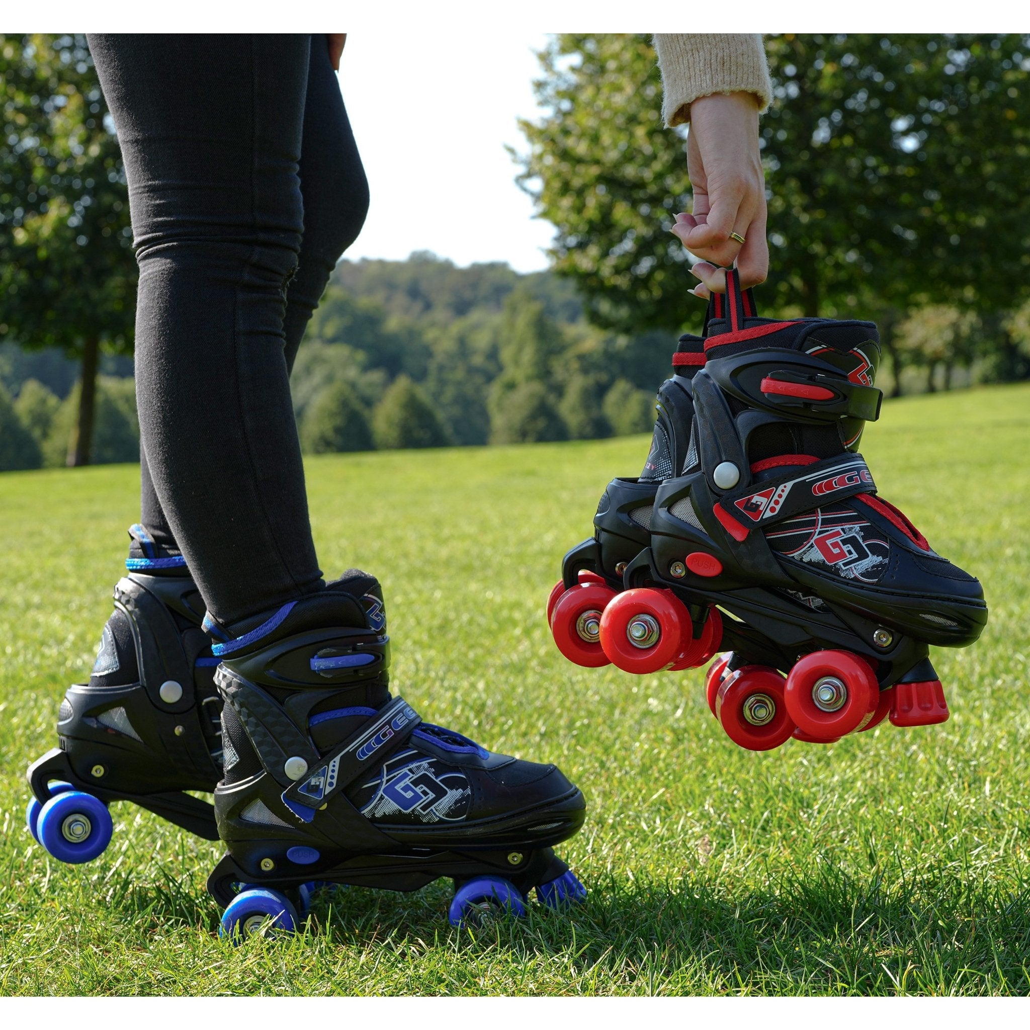 Red and Black Roller Skates for Kids with 4 Wheel by The Magic Toy Shop - The Magic Toy Shop
