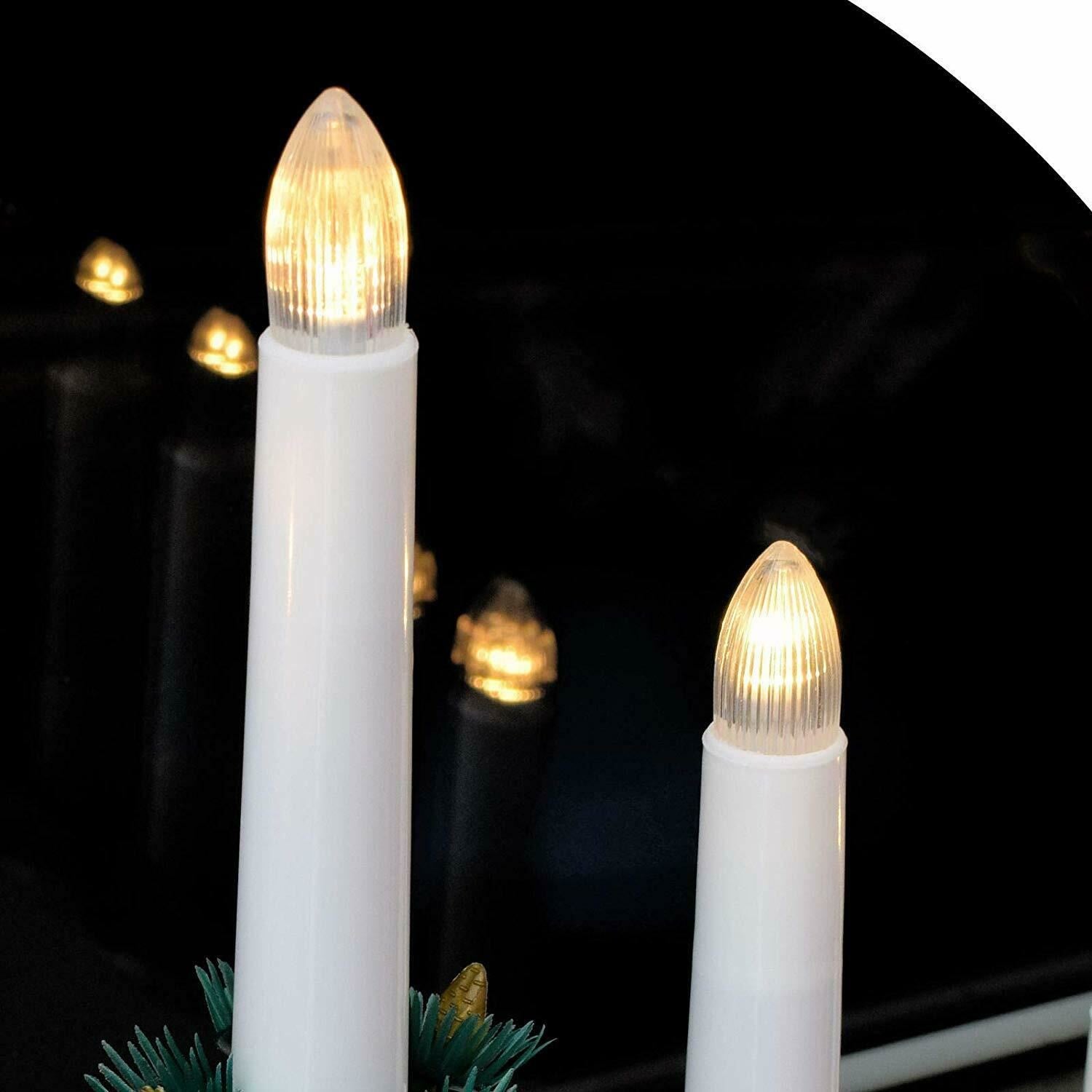 GEEZY White Pre-Lit Wooden Candle Bridge With 7 Led Lights