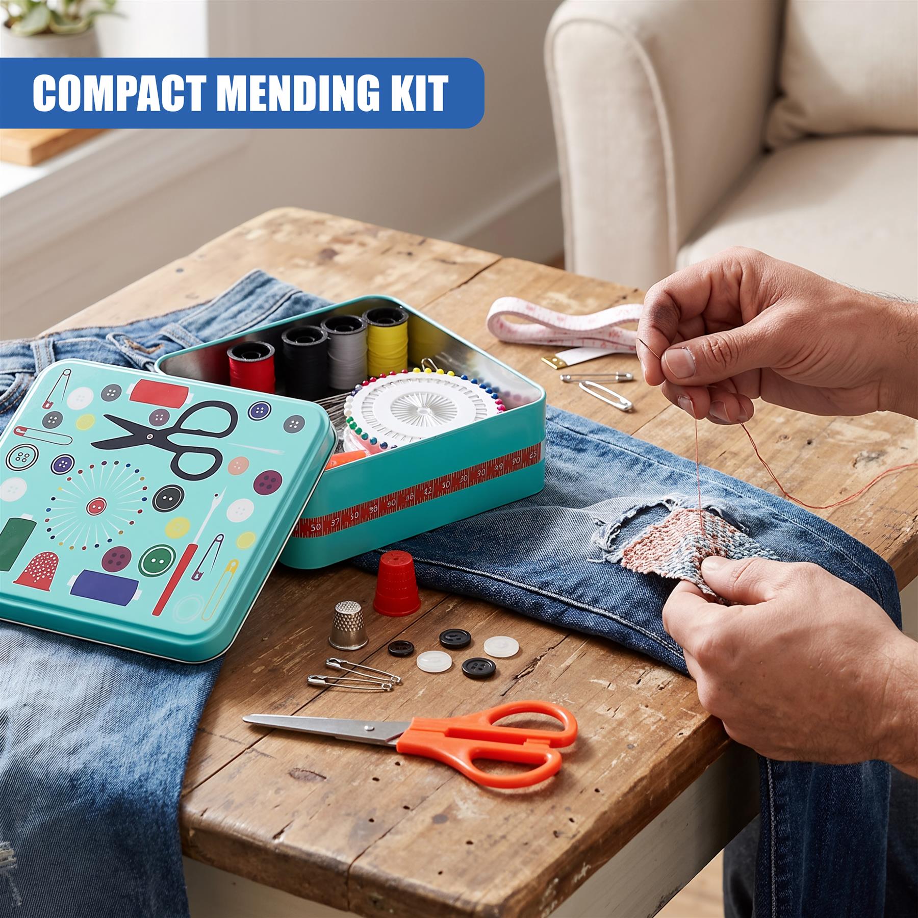 Metal Sewing Kit Box