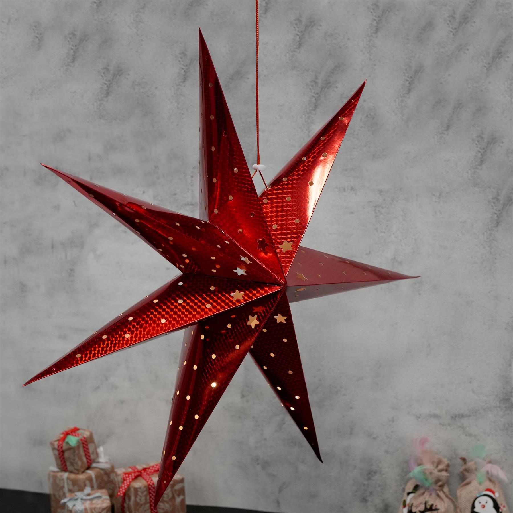 Large LED Paper Hanging Star Red by Geezy - The Magic Toy Shop