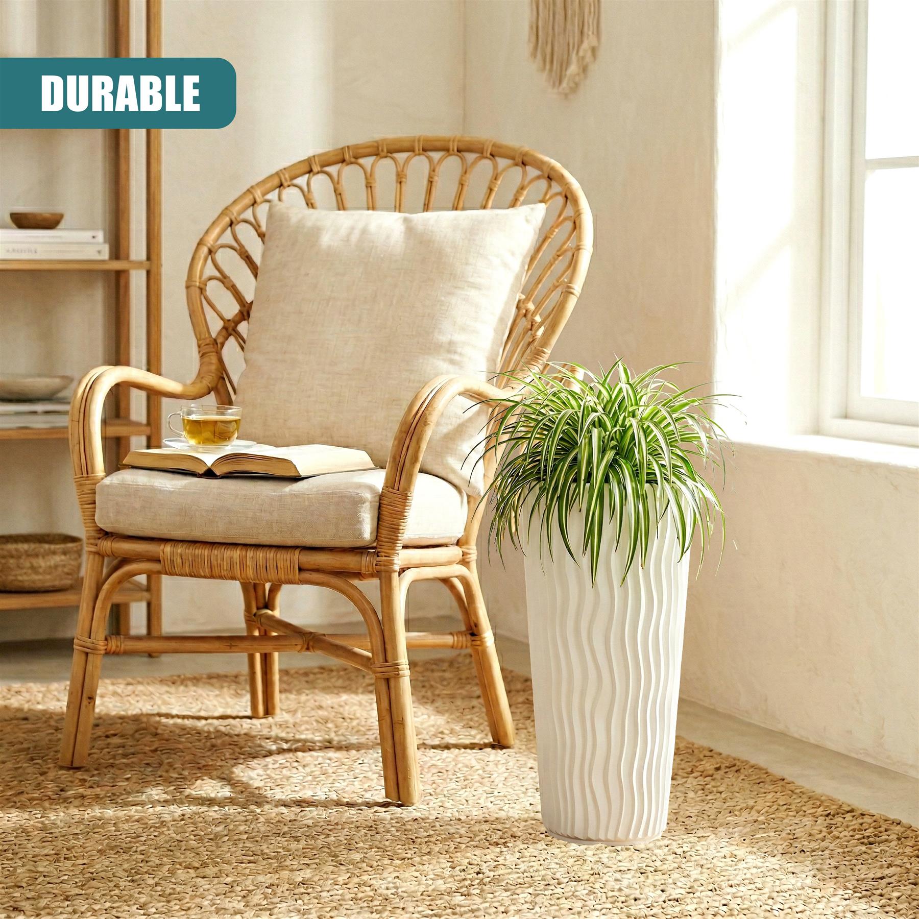 White Tall Flower Pot, 53.1 x 29.7 cm