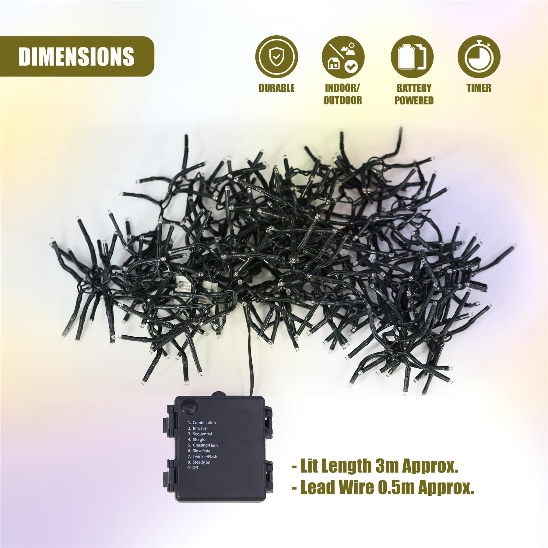 300 LED Cluster Christmas Lights - Warm White