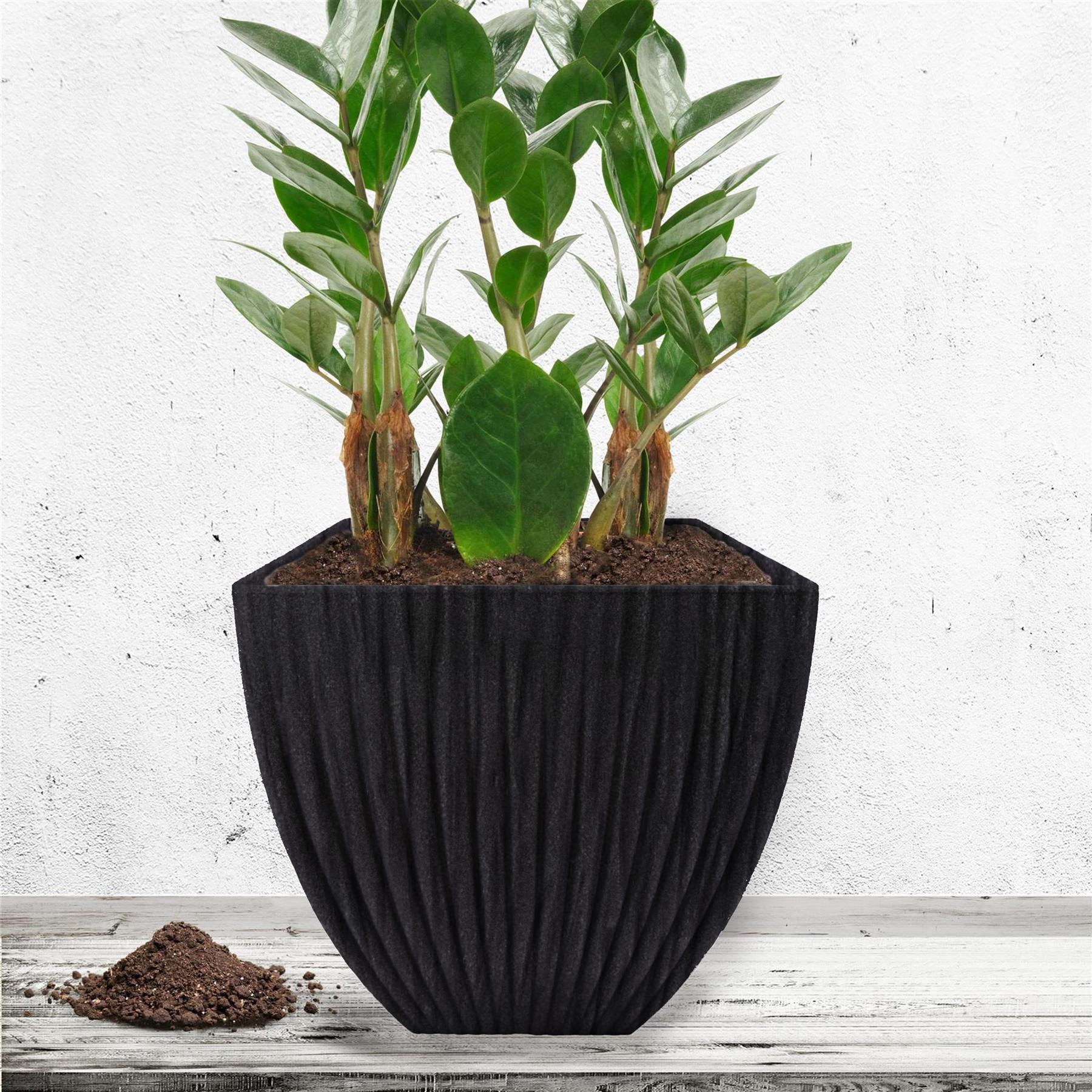 Large Charcoal Black Lotus Square Planter