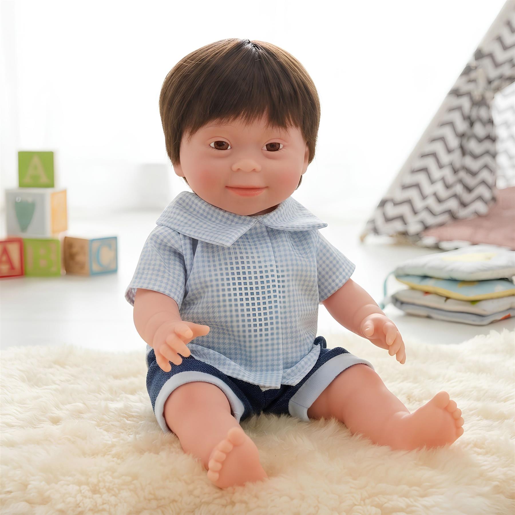 BiBi Doll Down Syndrome Boy - Brown Hair (36 cm / 14")