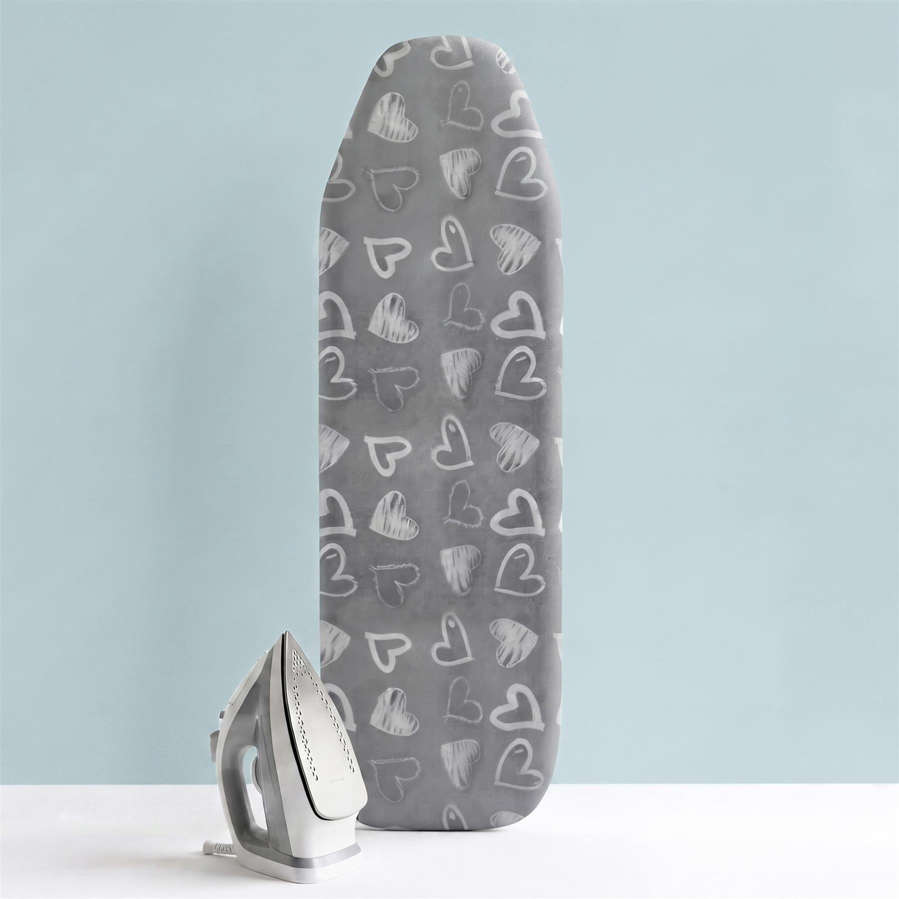 Grey Heart Ironing Board Cover (122 x 38 cm)