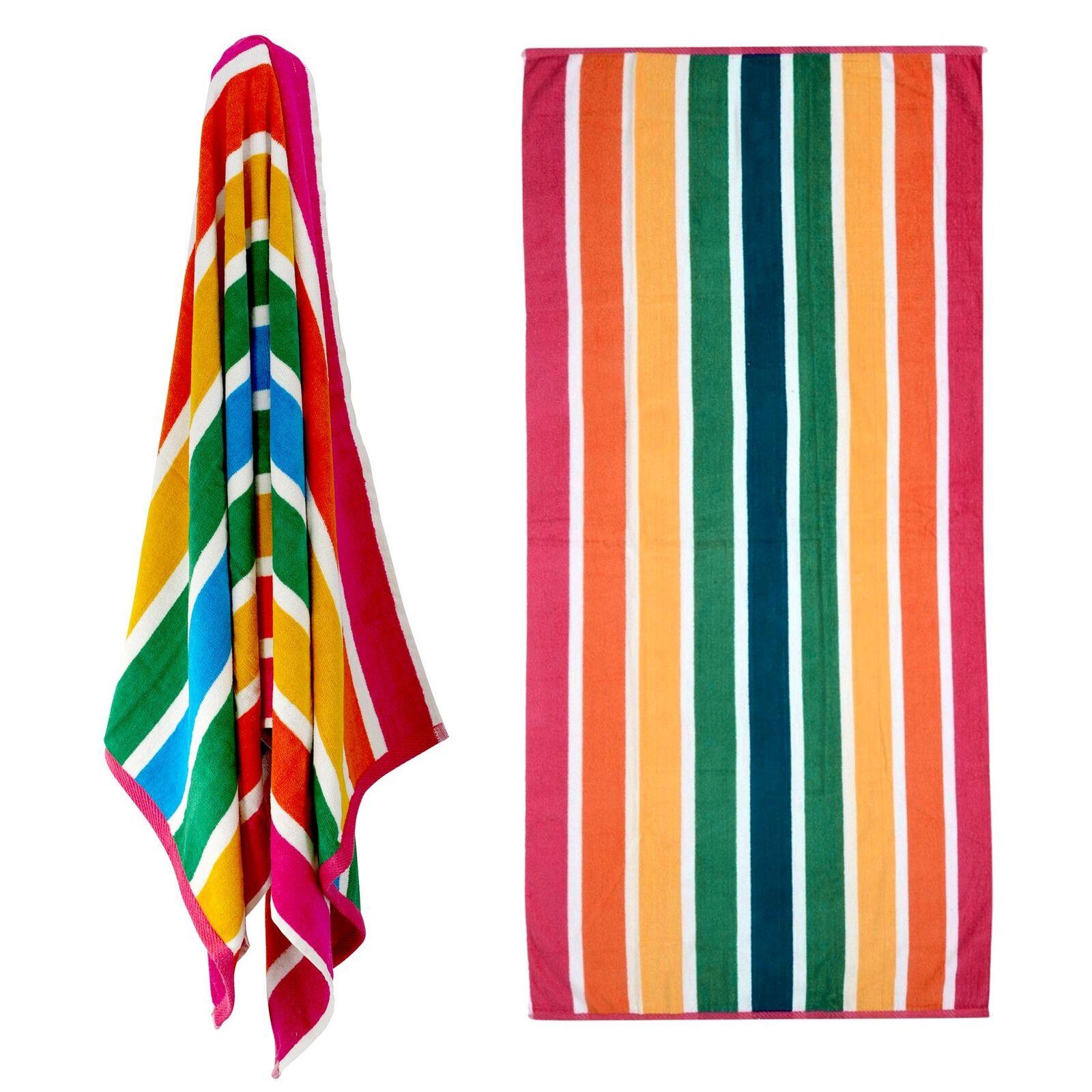 Large Velour Striped Beach Towel (Tropical Burst) by Geezy - The Magic Toy Shop