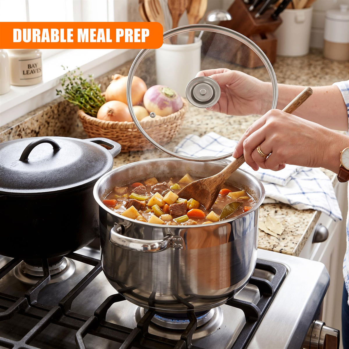 Stainless Steel Stock Pot with Lid - 5.7 L