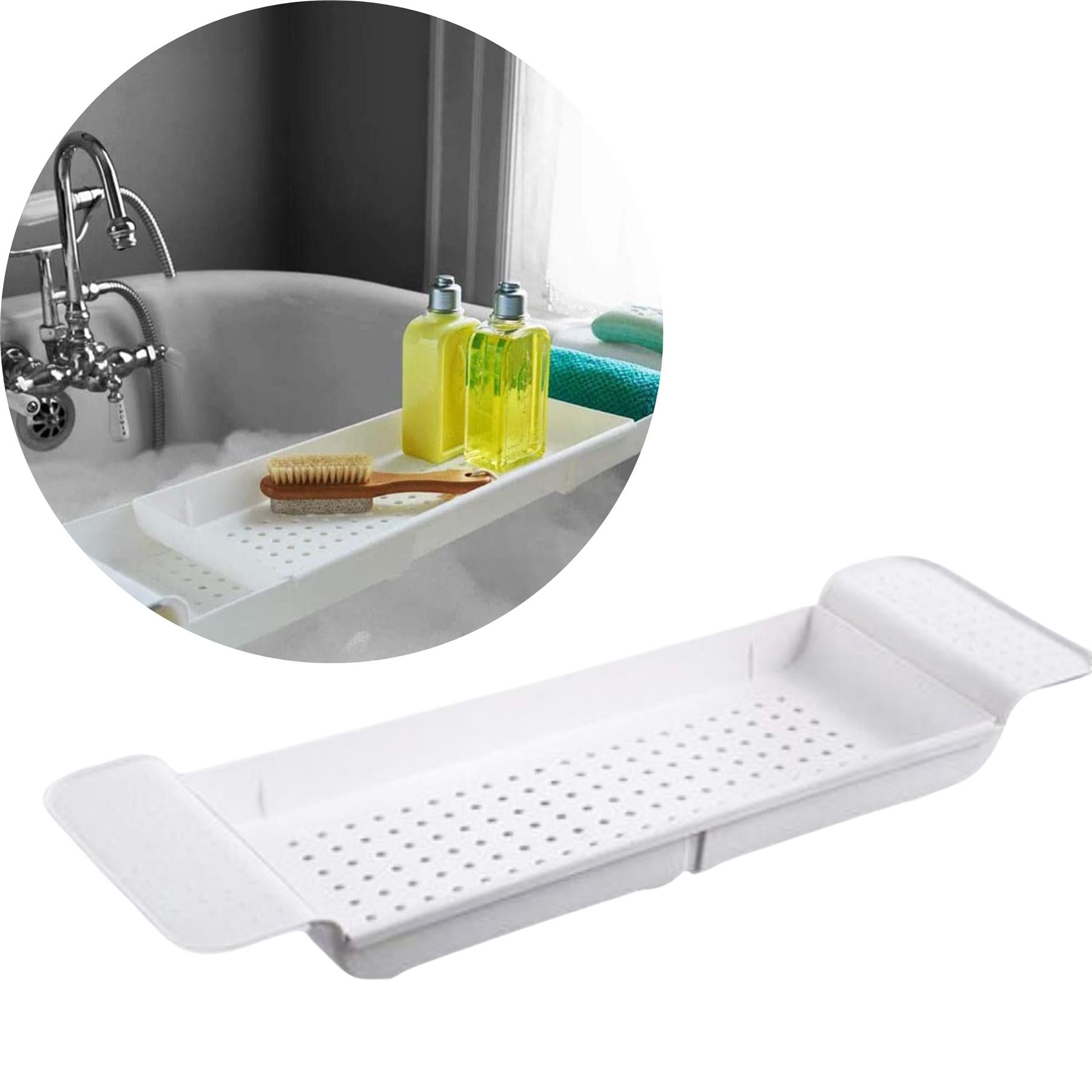 GEEZY Extendable Plastic Bathtub Tray