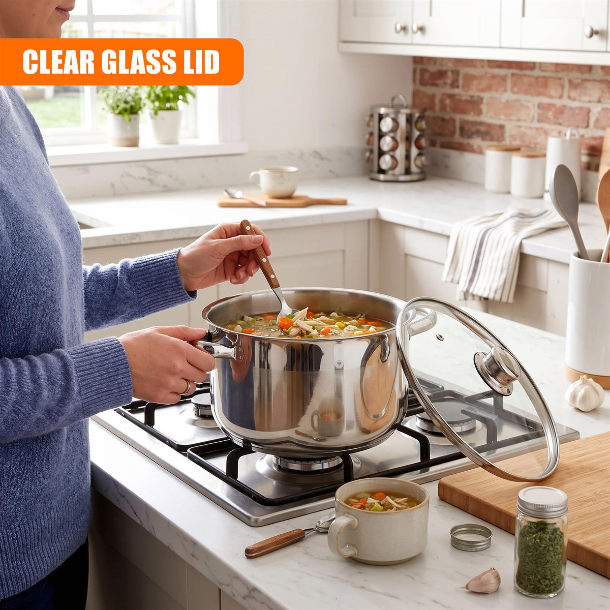 Stainless Steel Stock Pot with Lid - 7.5 L