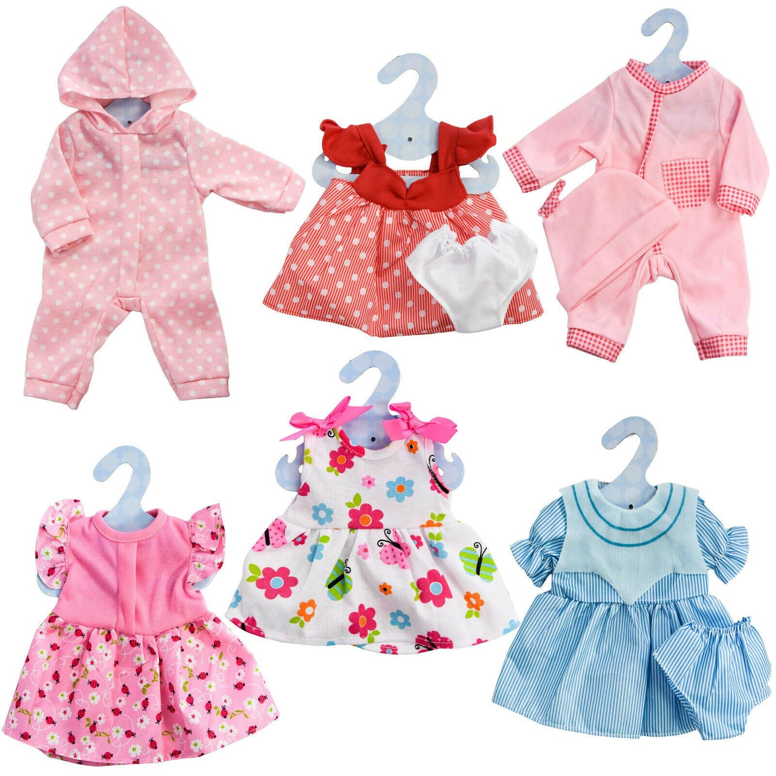 Baby Doll Clothes Set of 6 for Dolls 12-16