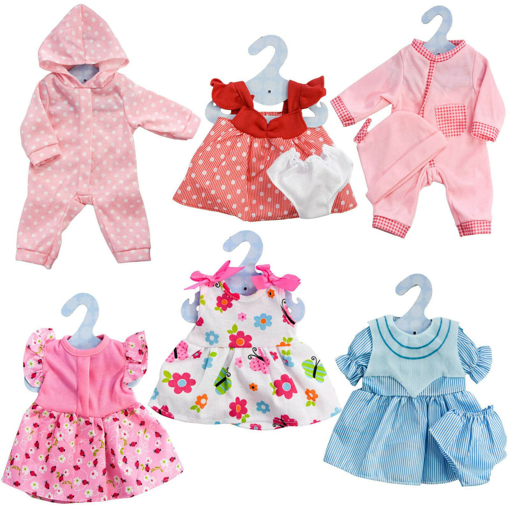 BiBi Outfits - Set of 6 Doll Clothes (Flowery, Stripes) (30 cm / 12 ...