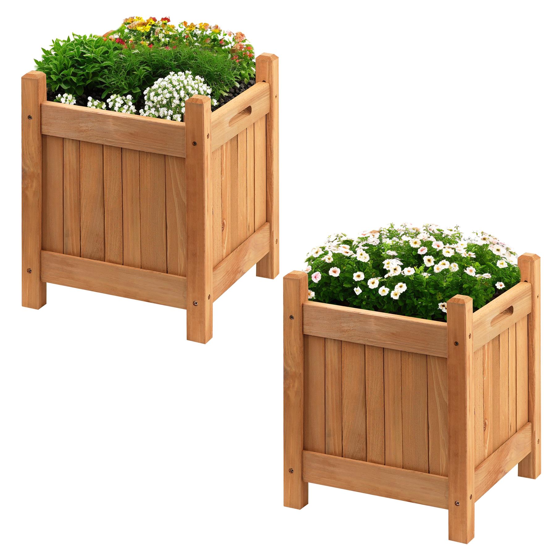 Wooden Planters Square Set of 2