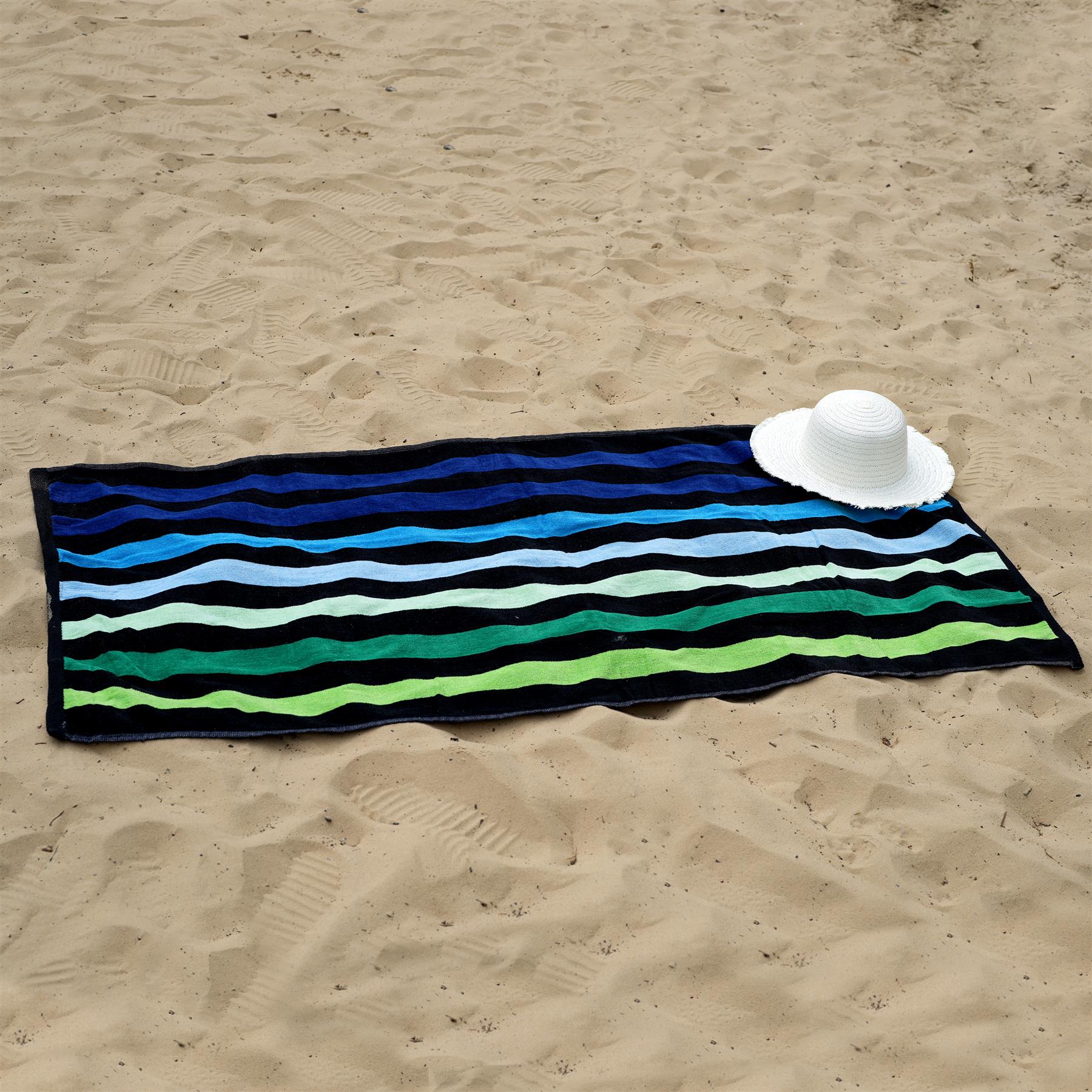 Large Velour Striped Beach Towel (Blue Oasis) by Geezy - The Magic Toy Shop
