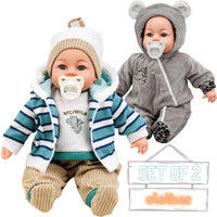 18” Boy Doll Grey and Stripy Clothes Set by BiBi Doll - The Magic Toy Shop