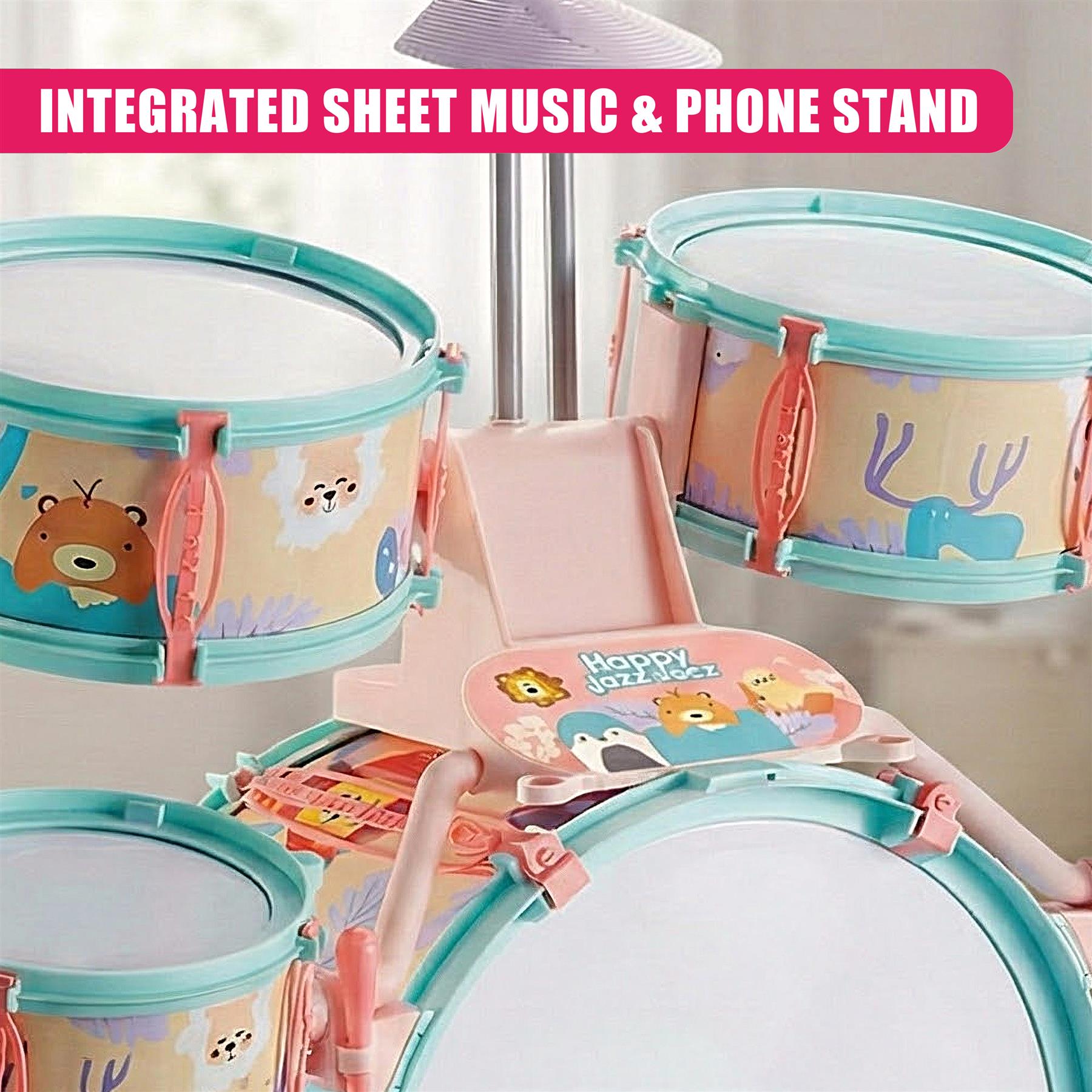 Pink and Green Multi functional Kids Jazz Drum Set 