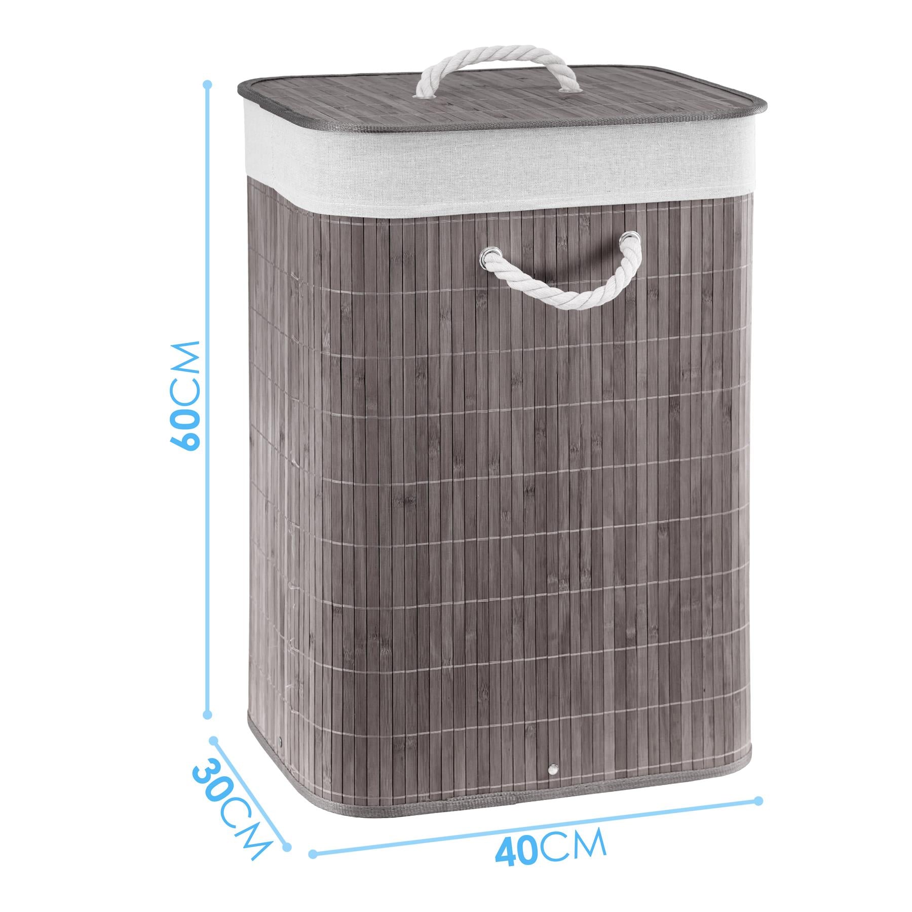 Grey Bamboo Laundry Hamper 72L