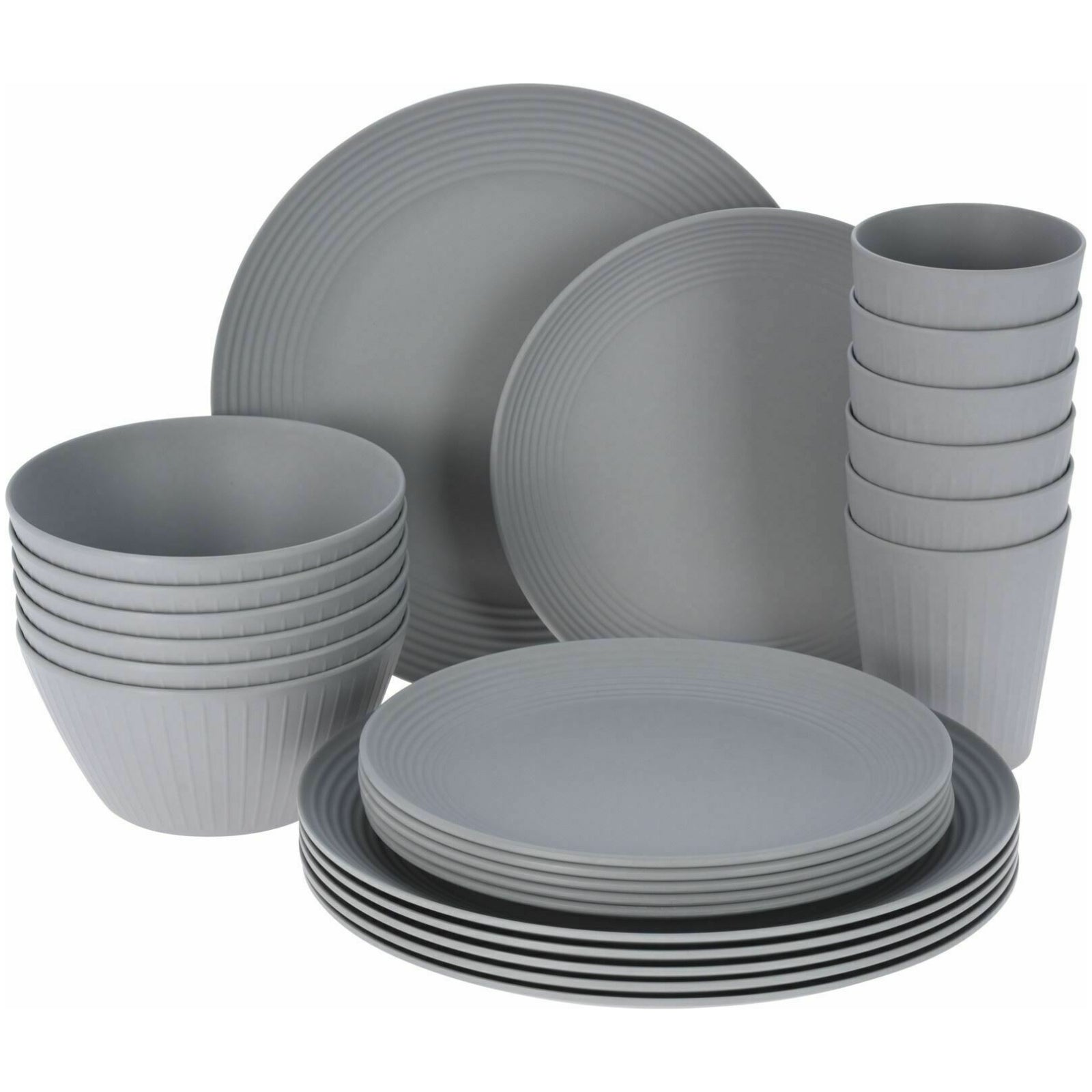 24 Pcs Grey Picnic Dinner Set for 6 People by Geezy - The Magic Toy Shop