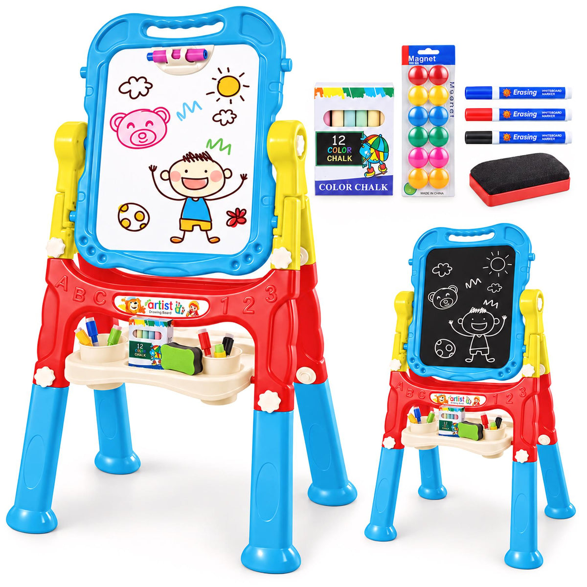 Blue Folding Double-Sided Magnetic Drawing Board